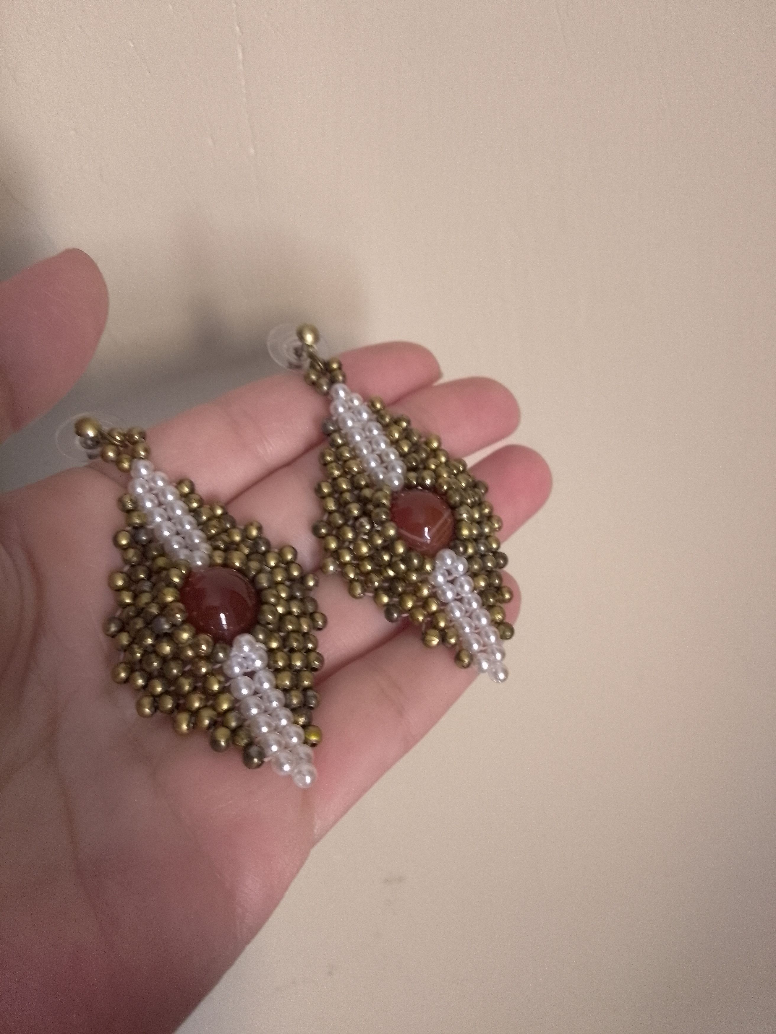 Handmade Earrings with natural red carnelian gemstones. Vintage Size ONE SIZE - 7 Thumbnail