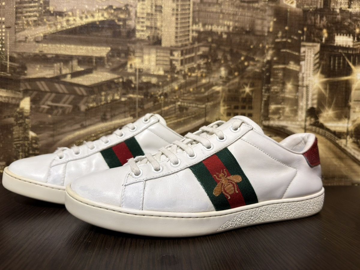 Gucci Gucci Ace Bee White Leather Low Top REd Green Snakeskin 37,5 Size US 7.5 / IT 37.5 - 1 Thumbnail