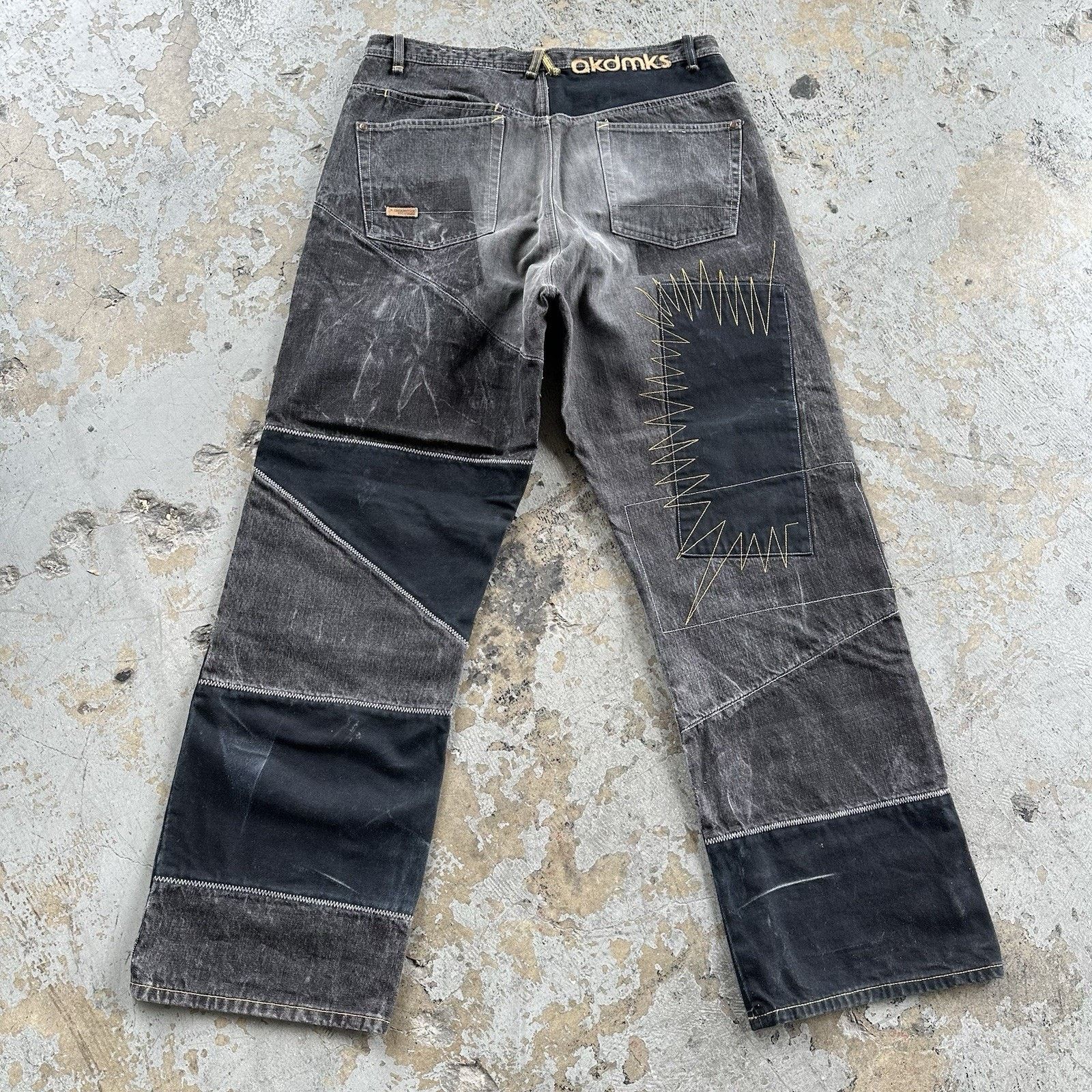 Akademiks Vintage Y2K Akademiks Faded Black Patchwork Denim Jeans Size US 36 / EU 52 - 4 Thumbnail