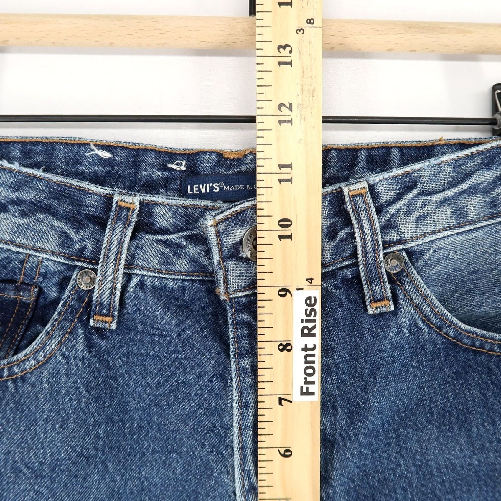 Levi's Levis Made & Crafted Jeans Mens 29 Blue Draft Wide Taper Crop Distressed Cotton Size US 29 - 7 Thumbnail