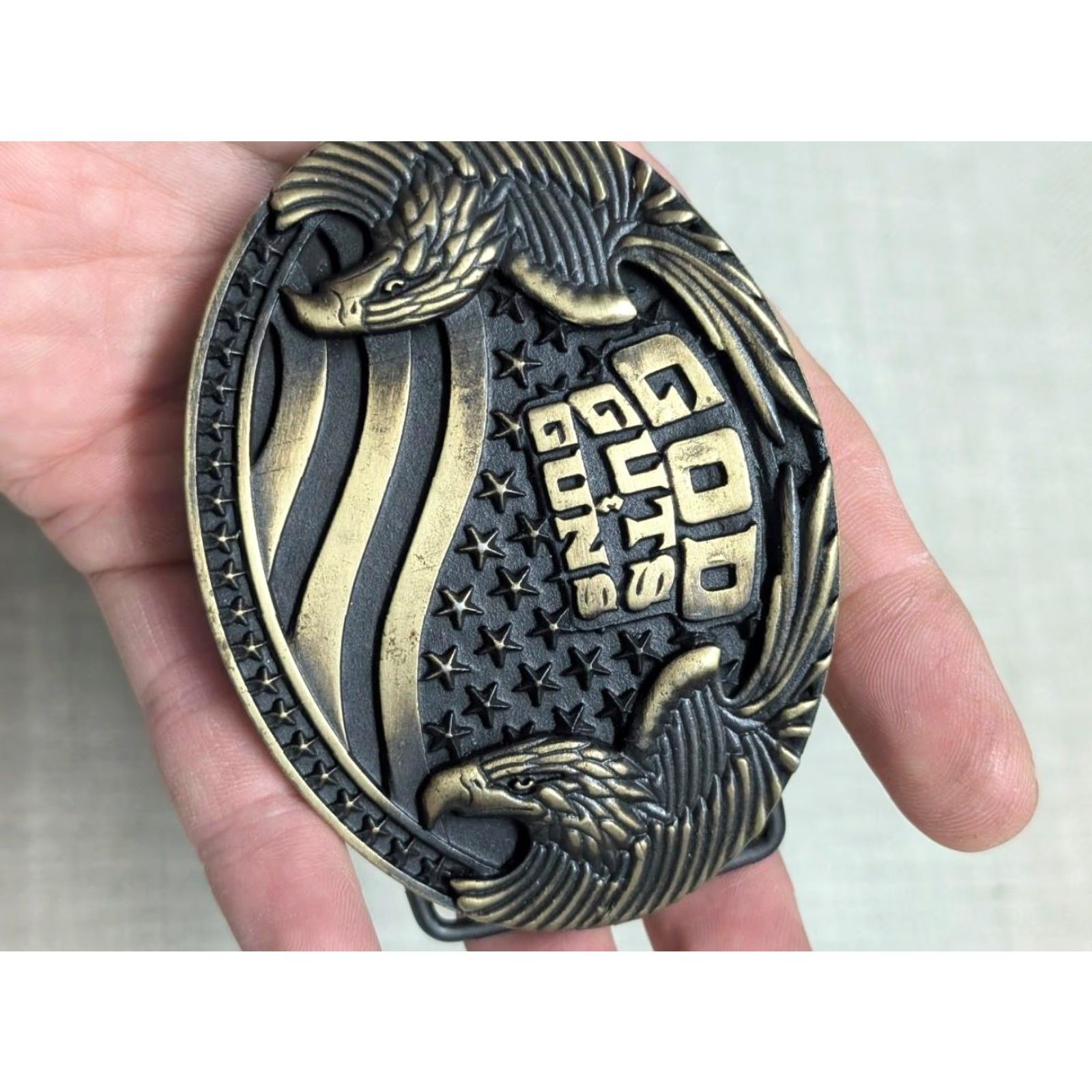 Vintage VINTAGE Montana Silversmiths Belt Buckle BRASS Heavy Eagle USA Men Buckle 1.5 in Size ONE SIZE - 2 Thumbnail