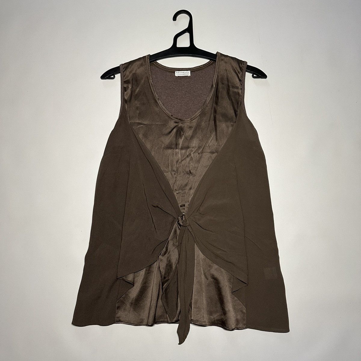 Brunello Cucinelli Brunello Cucinelli Women’s Brown Silk Sleeveless Top Size XL Size XL / US 12-14 / IT 48-50 - 1 Thumbnail