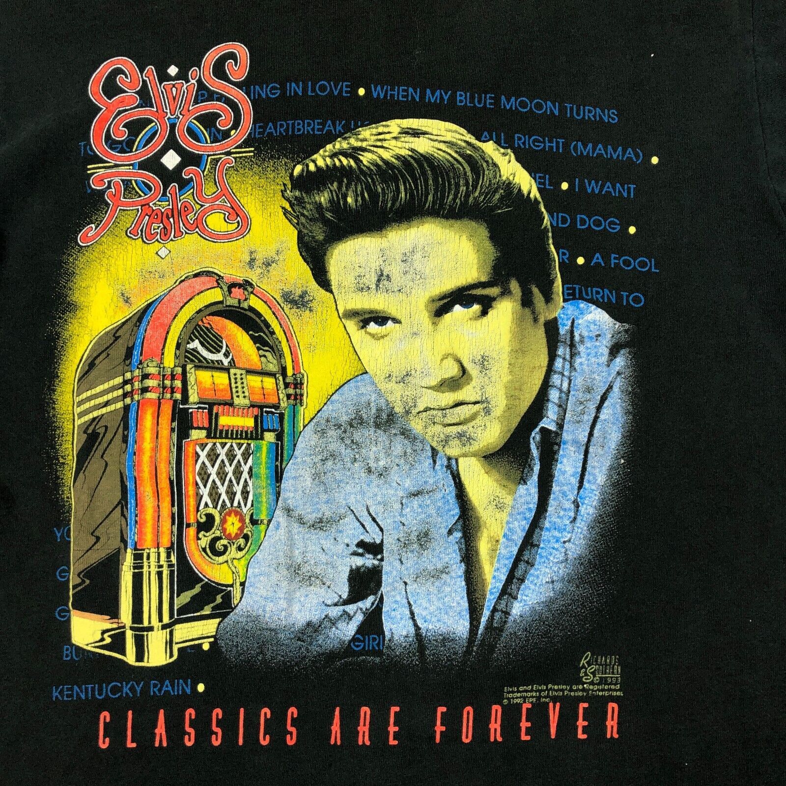 Vintage Vintage 1992 Elvis Presley Classics Are Forever Juke Box Tee Size US M / EU 48-50 / 2 - 2 Thumbnail