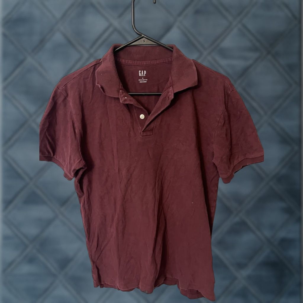 Gap GAP Stretch Polo Shirt Mens Small Burgundy Short Sleeve Retro Size US S / EU 44-46 / 1 - 1 Thumbnail