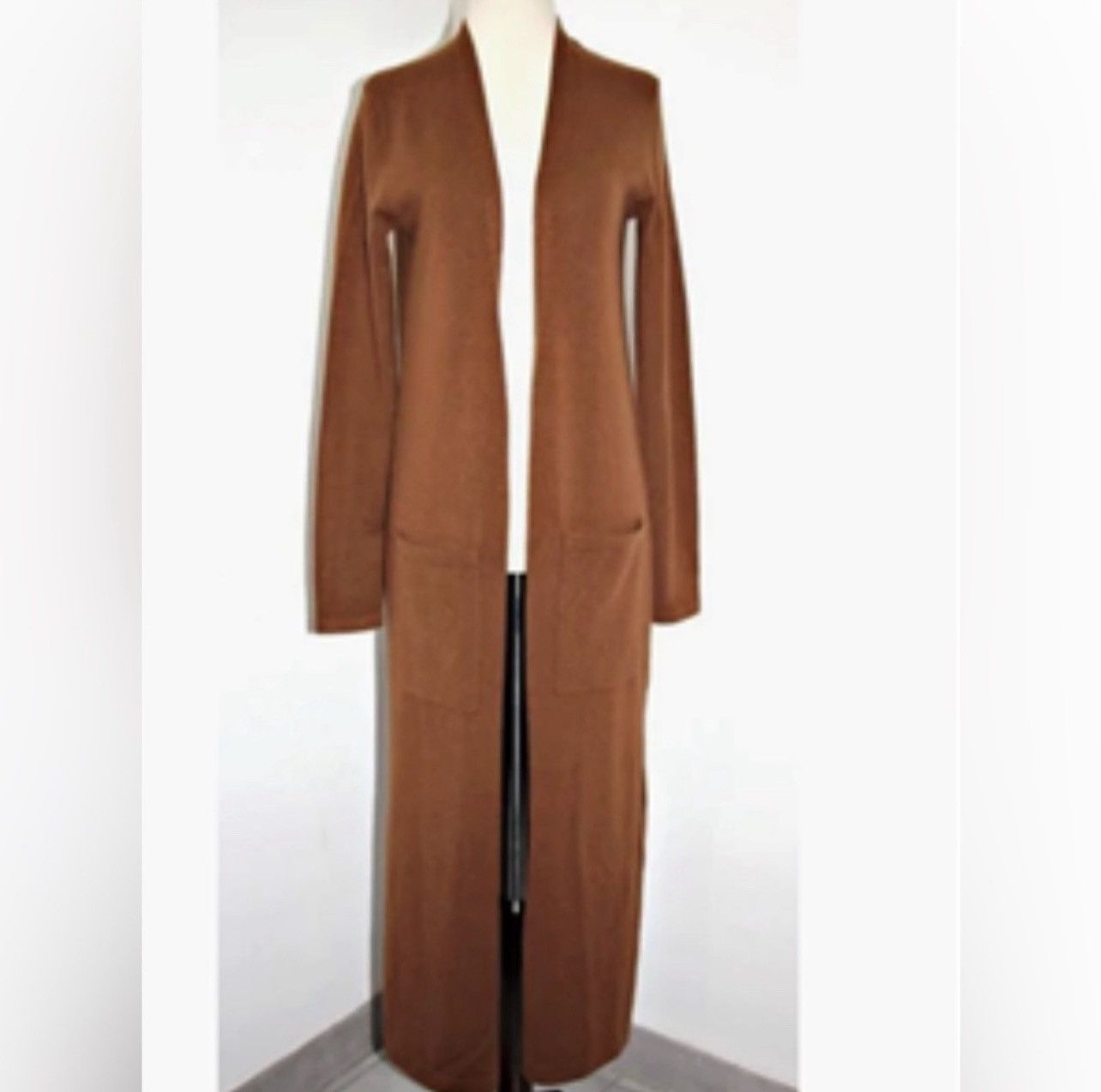 Theory THEORY Cashmere Long Open Fronted Brown Cardigan Sweater Size XS / US 0-2 / IT 36-38 - 4 Thumbnail