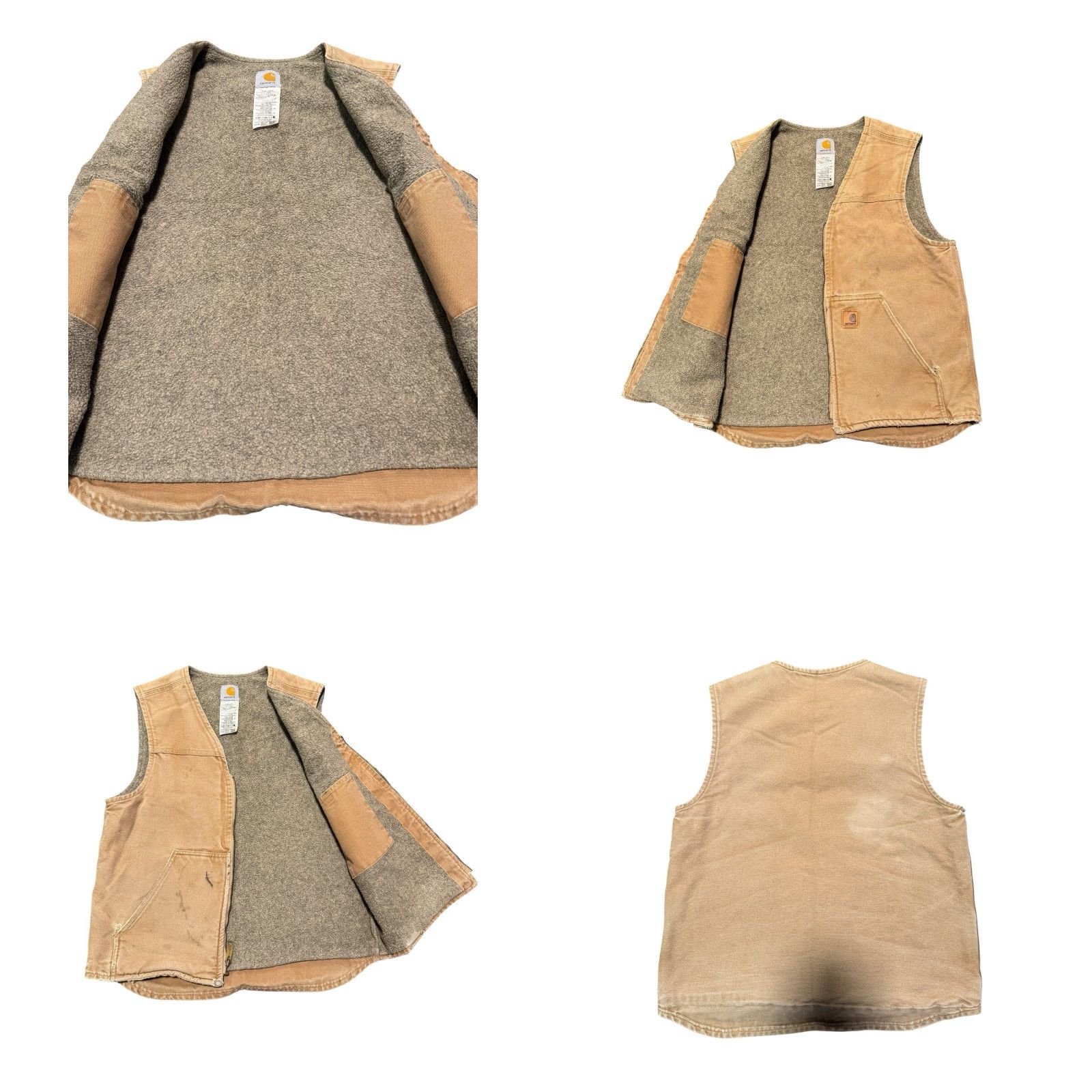 Carhartt VINTAGE Carhartt Vest Mens L Tall Camel Tan Zip Sherpa V26CML Canvas Distressed Canvas Distressed Size US M / EU 48-50 / 2 - 8 Thumbnail