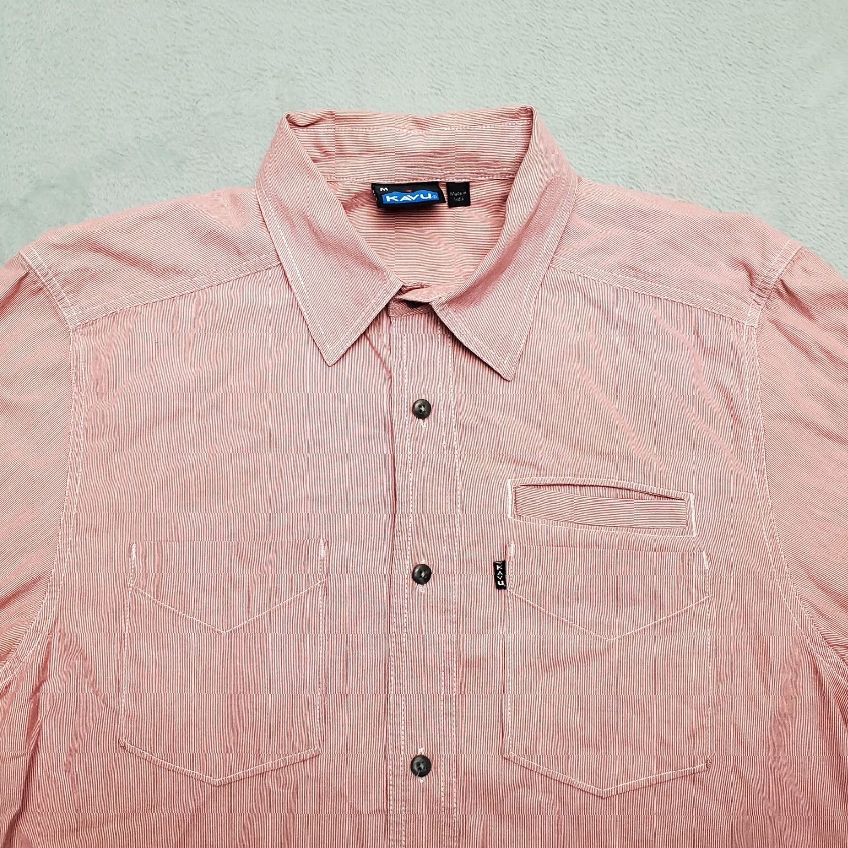 KAVU Kavu Shirt Mens M Red Striped Button-Up Long Sleeve 100% Cotton Casual Size US M / EU 48-50 / 2 - 3 Thumbnail