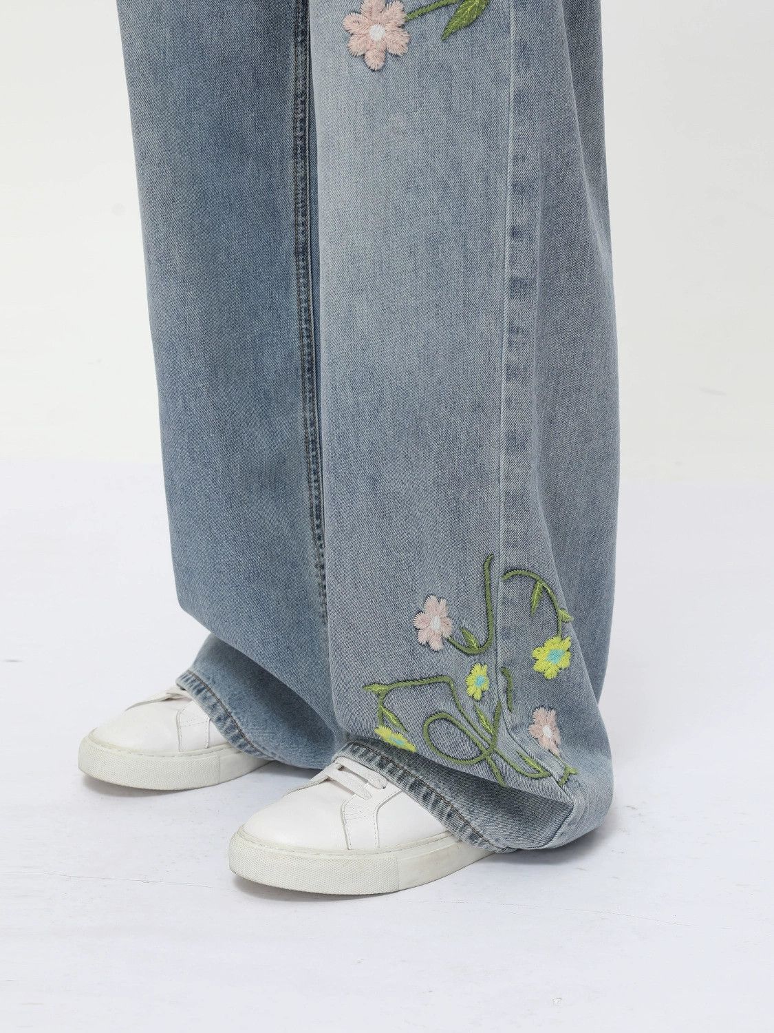 Japanese Brand × Jean Heavy floral embroidery straight-leg casual jeans Size US 32 / EU 48 - 5 Thumbnail
