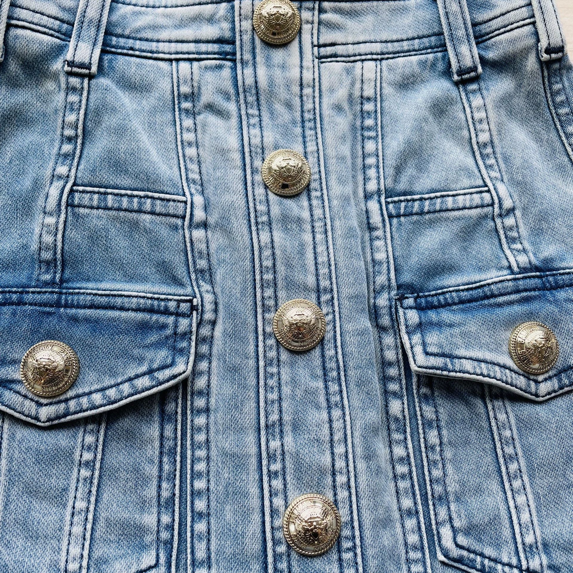 Balmain BALMAIN mid-waist sb short denim skirt wmn blue 34 99 new Size 24" / US 00 / IT 34 - 3 Thumbnail