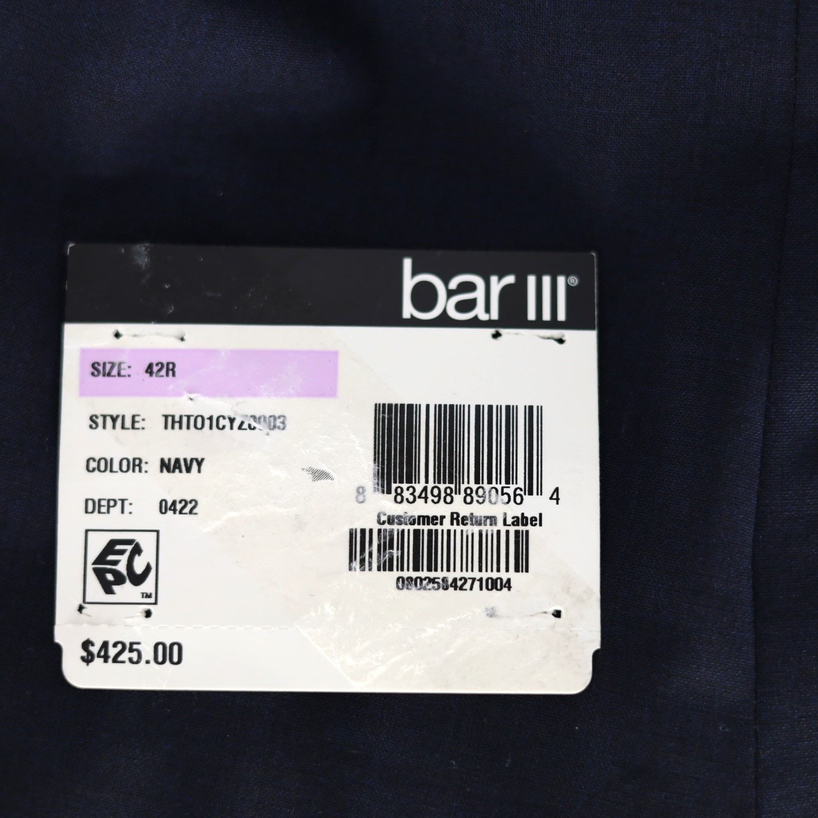 Bar III Bar III Men's Navy Wool-Blend Skinny Suit Jacket Size 42R Size 42R - 6 Thumbnail