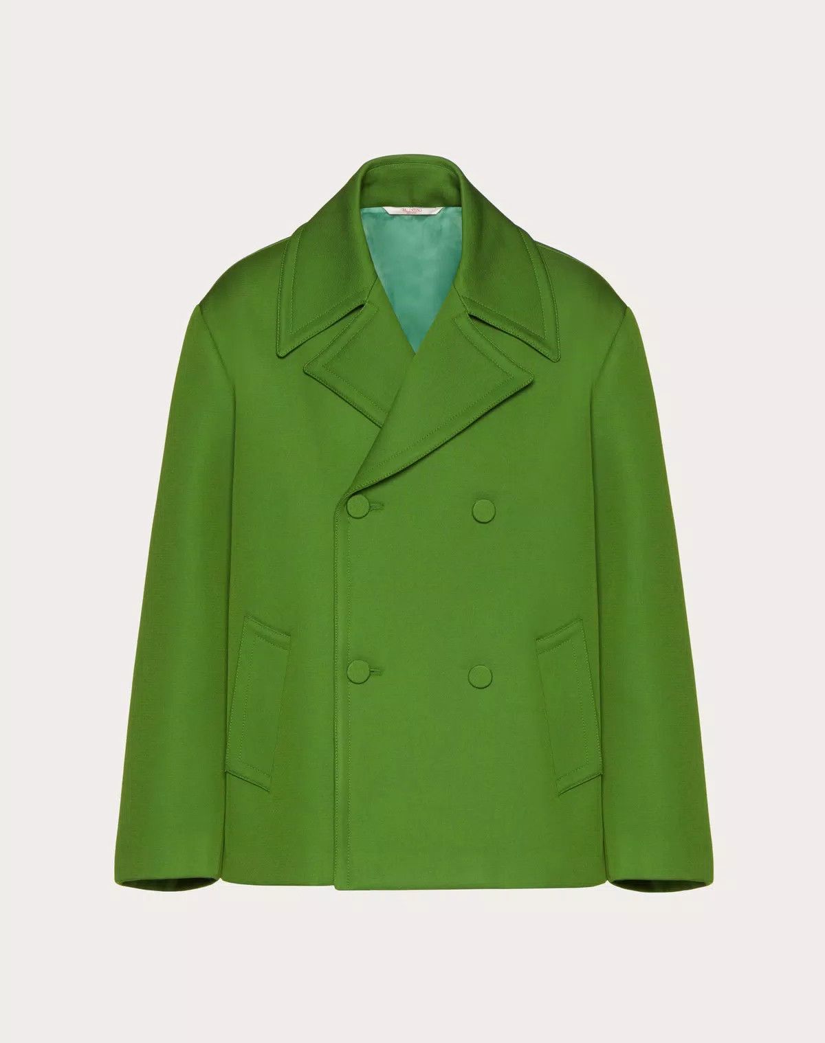 oc11z0725 Technical Wool Peacoat in Light Green