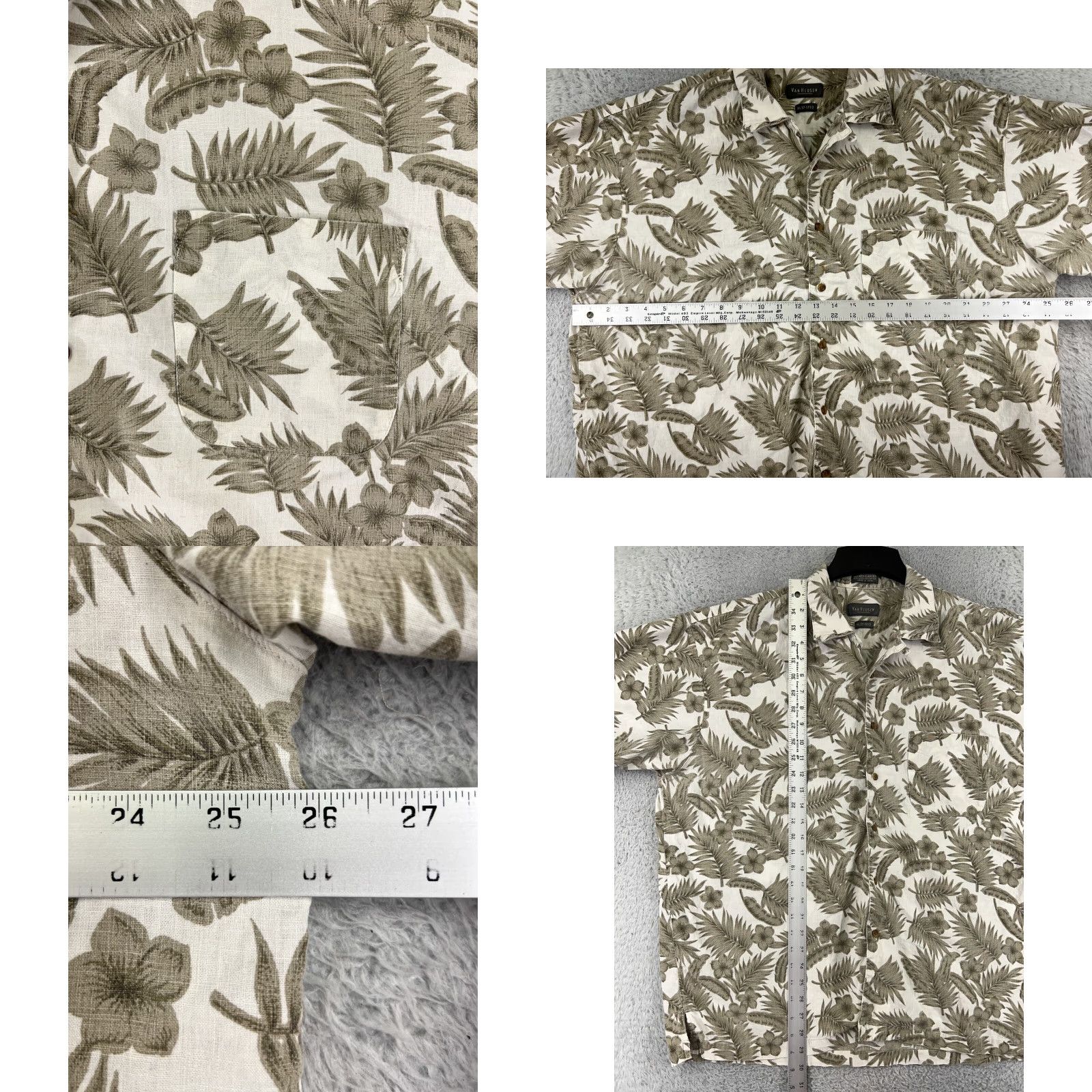 Van Heusen Van Heusen Shirt Mens XL Beige Linen Hawaiian Button-Up Short Sleeve Palm Beach Beachwear Pattern Floral 90s? Size US XL / EU 56 / 4 - 8 Thumbnail