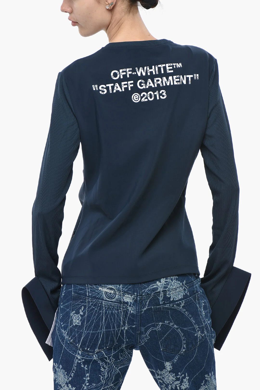 Off-White og1mm0426 Long Sleeve T-Shirt in Blue Size L / US 10 / IT 46 - 2 Thumbnail