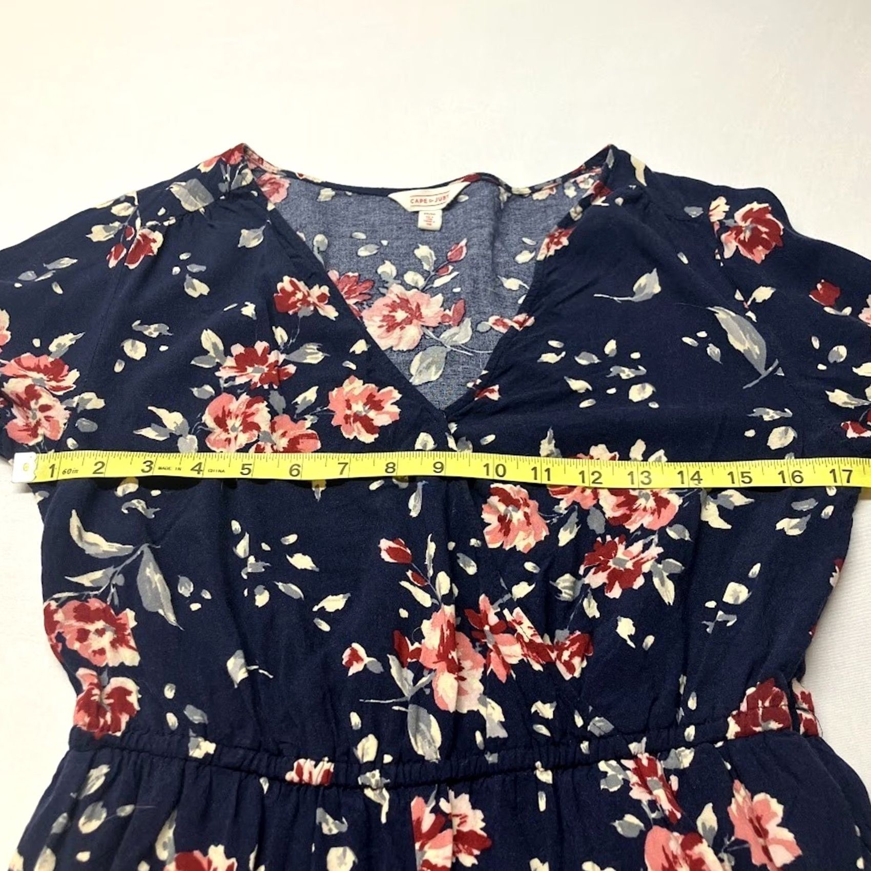 Vintage Cape Juby Floral Romper 3/4 Sleeve Navy Blue Pink Short Jumper Size M Size M / US 6-8 / IT 42-44 - 5 Thumbnail