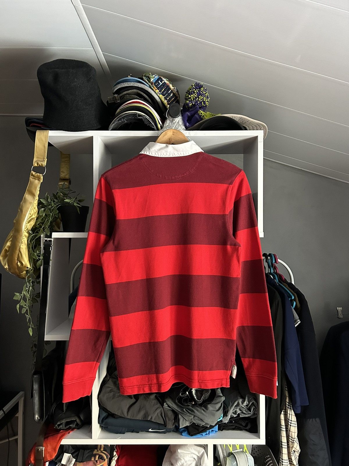 Nike × Vintage Vintage Nike Stripped Rugby Long Sleeve Athdpt Size US S / EU 44-46 / 1 - 5 Thumbnail