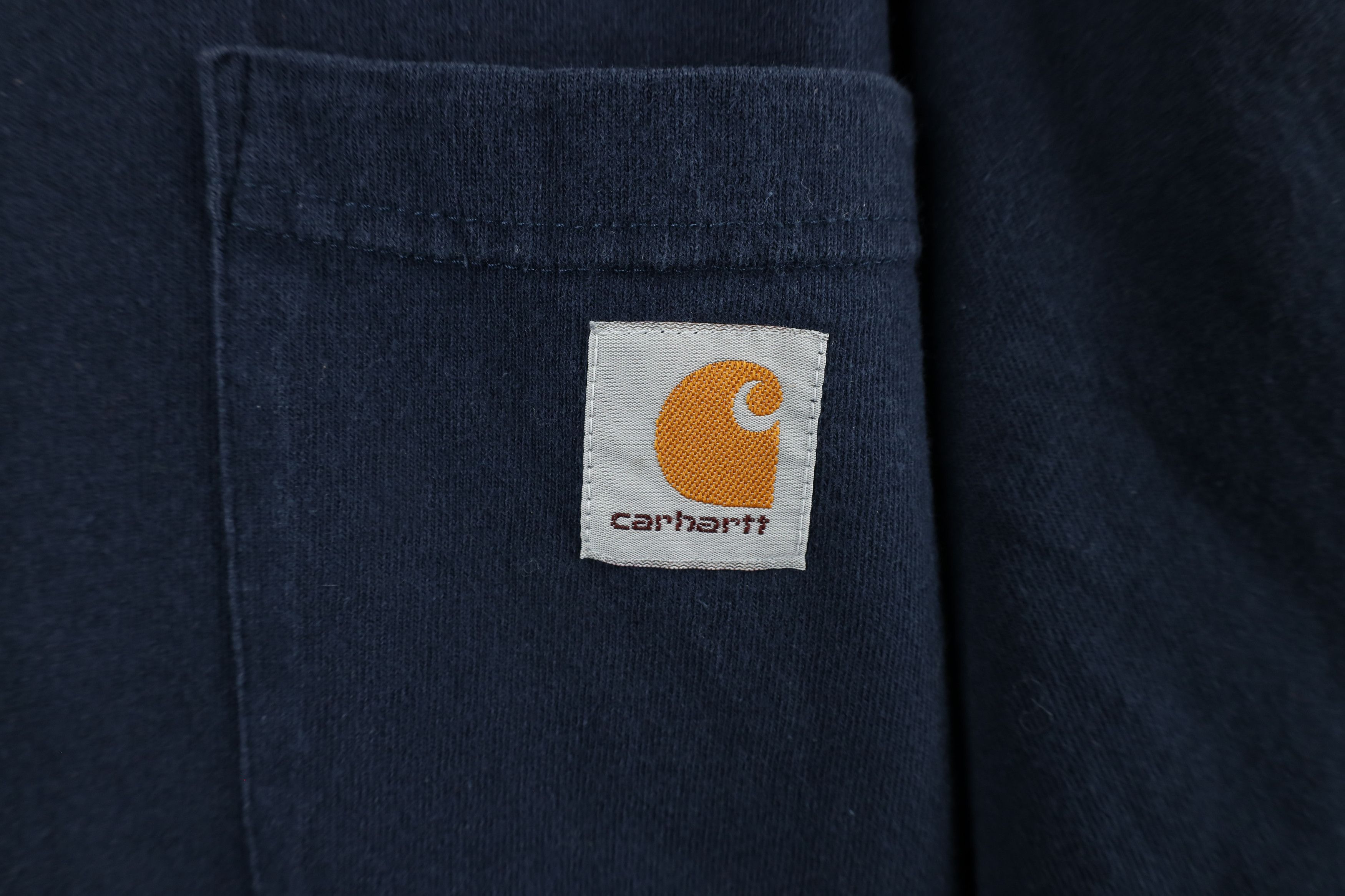 Carhartt × Vintage Vintage Carhartt Spell Out Heavyweight Pocket T-Shirt Blue Size US XXL / EU 58 / 5 - 4 Thumbnail