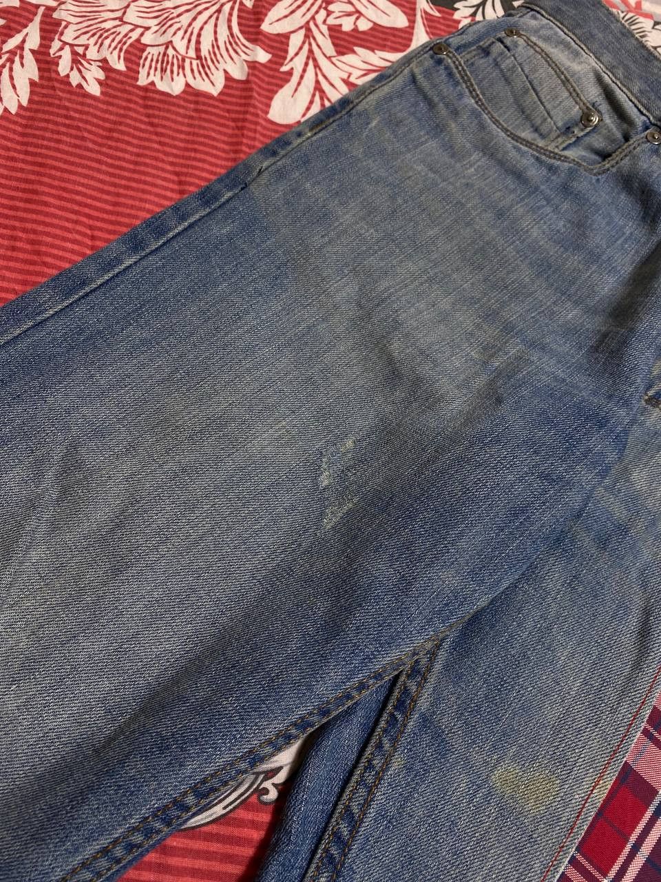 Japanese Brand 💥Vintage Distressed Washed Painted Flared Crash Denim Pants Size US 34 / EU 50 - 6 Thumbnail