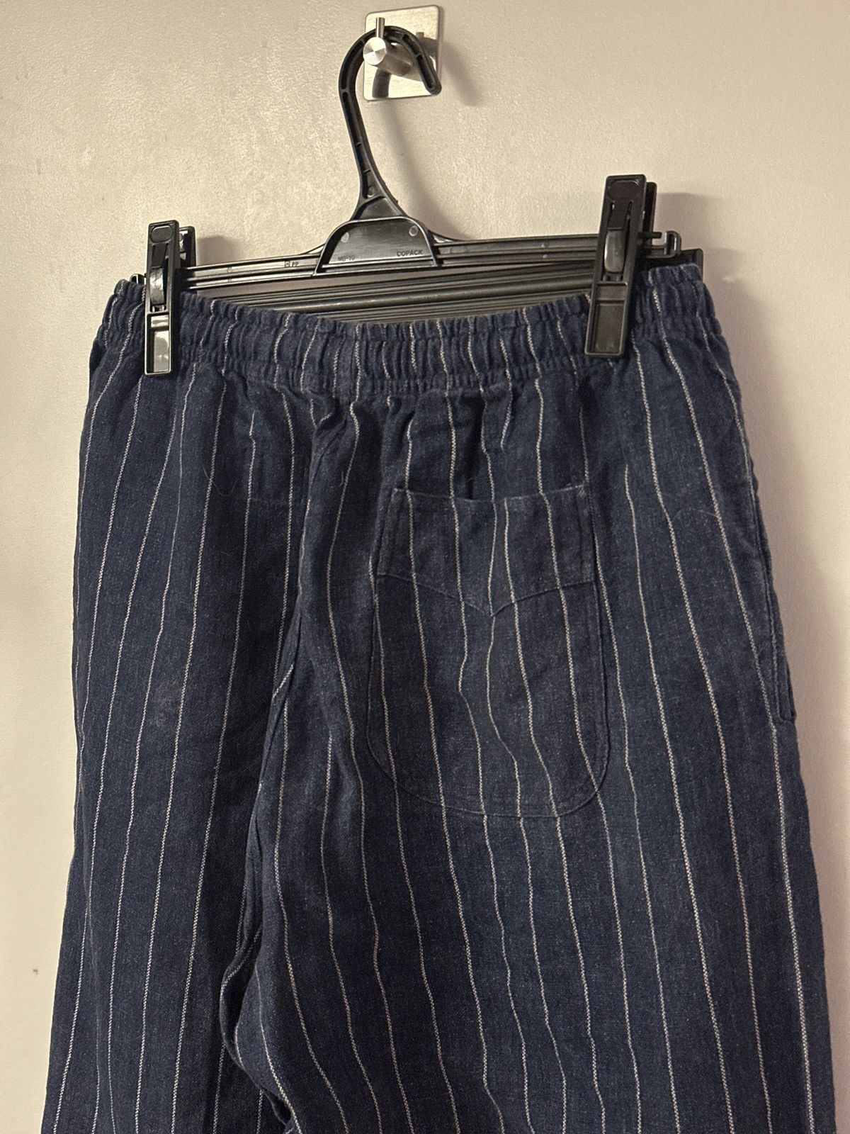L.E.J London L.E.J Navy Stripe ORGANIC LINEN ELASTICATED WAIST Size US 32 / EU 48 - 3 Thumbnail