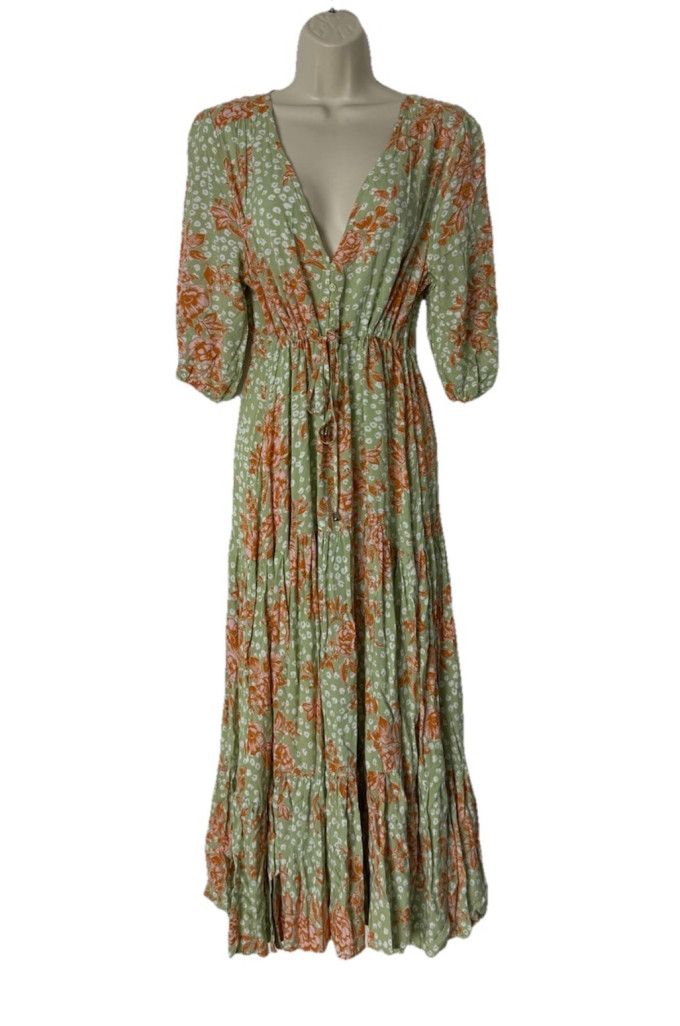 chinese dress ladies Odille Anthropologie Size 10 Cream Floral Maxi Dress Cream / 10