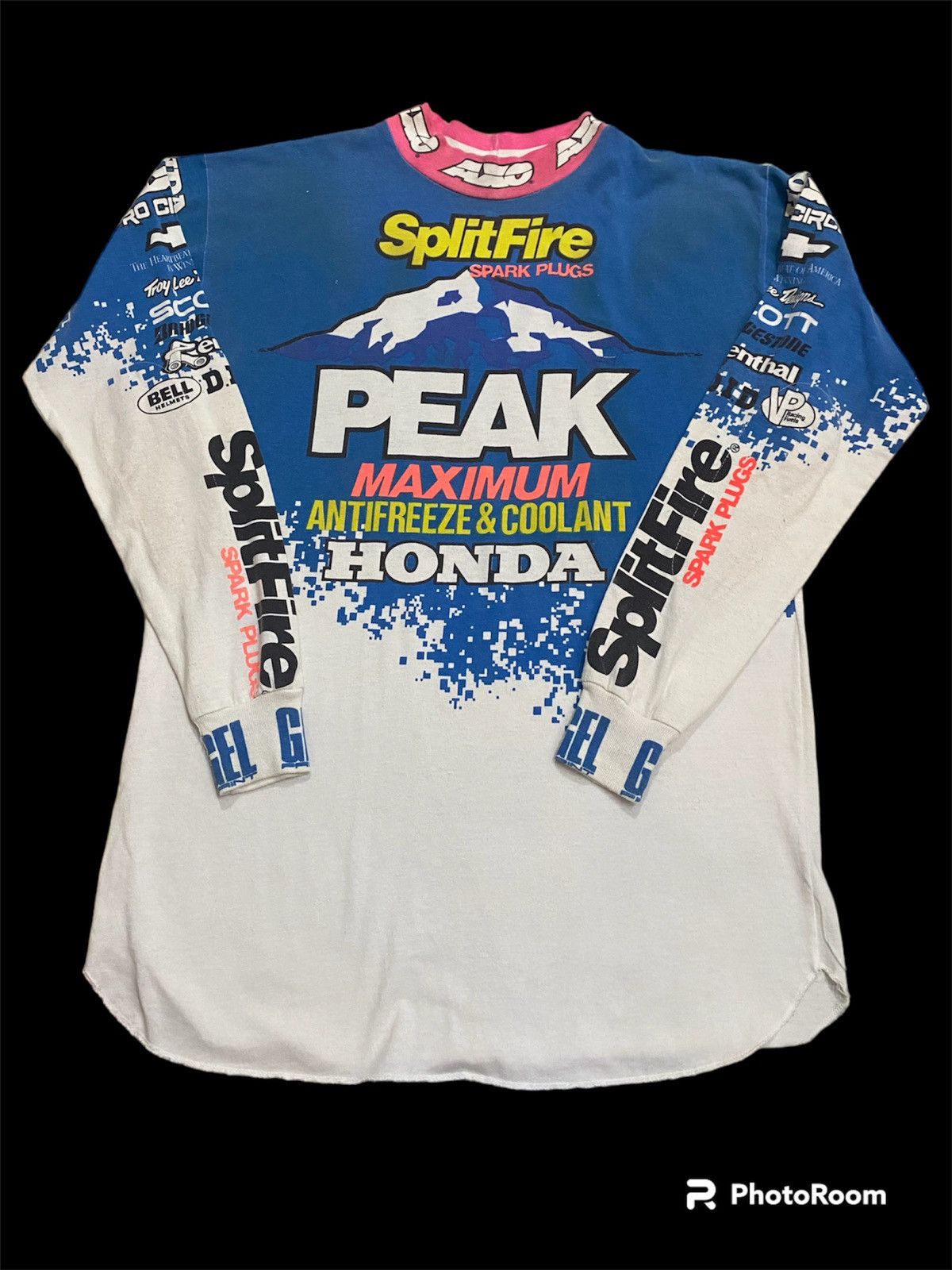 image of Vintage Honda Motocross Splitfire Jersey 1992 in Blue, Men's (Size Large)