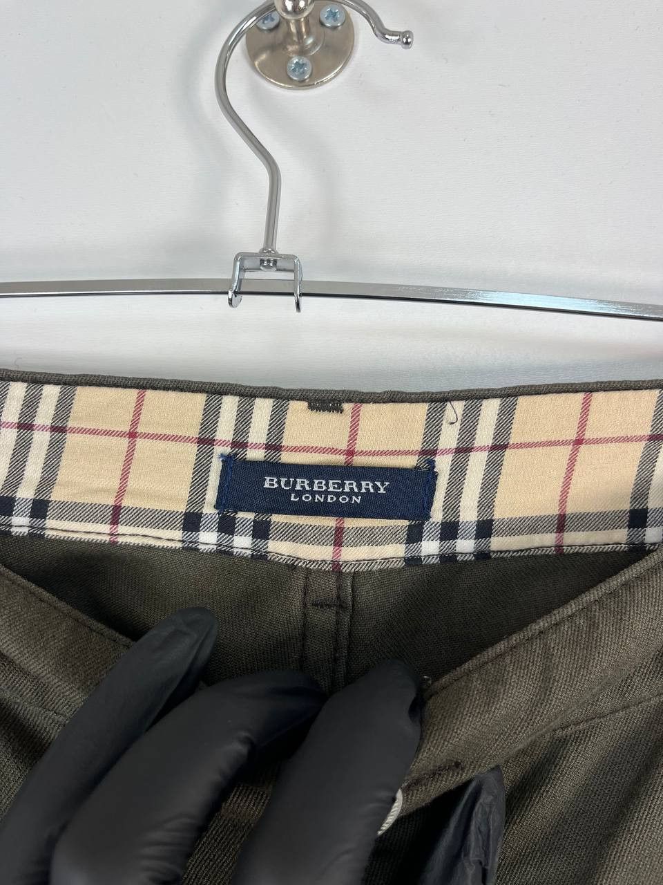 Burberry Burberry London Women’s Pants Stretch Cotton Olive Check 48 Size 34" / US 12 / IT 48 - 3 Thumbnail