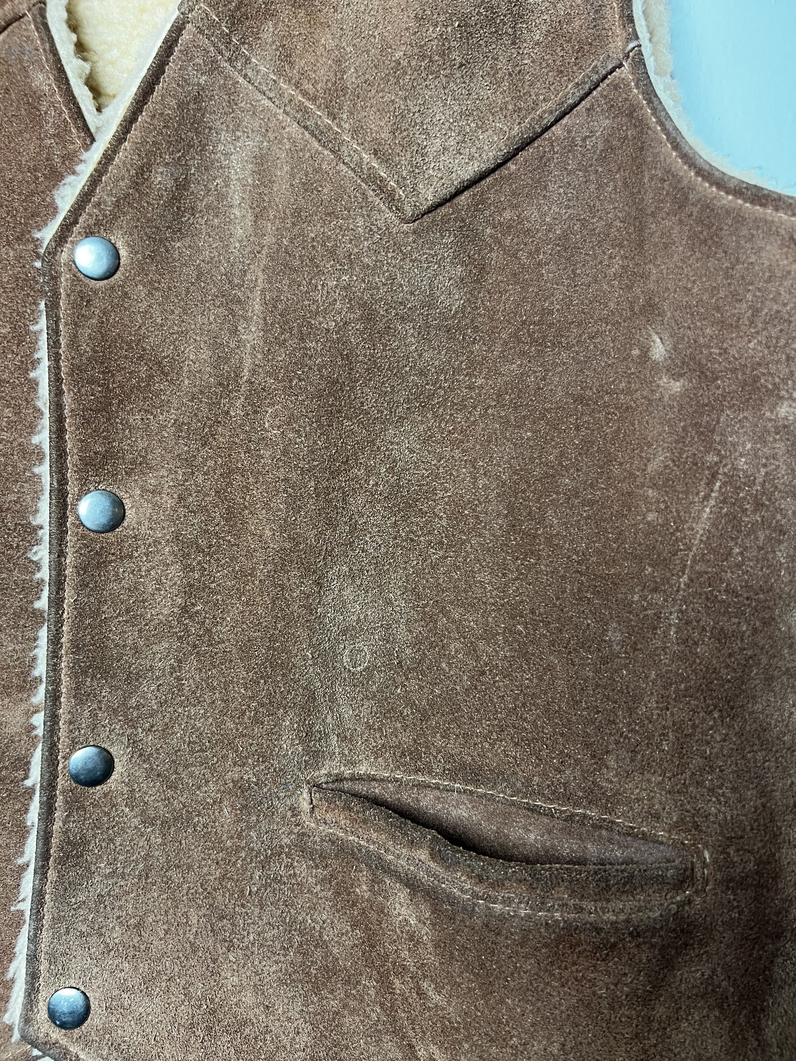 Vintage Vintage 1970's Berman's Brown Suede Leather Sherpa Vest Size US L / EU 52-54 / 3 - 8 Thumbnail