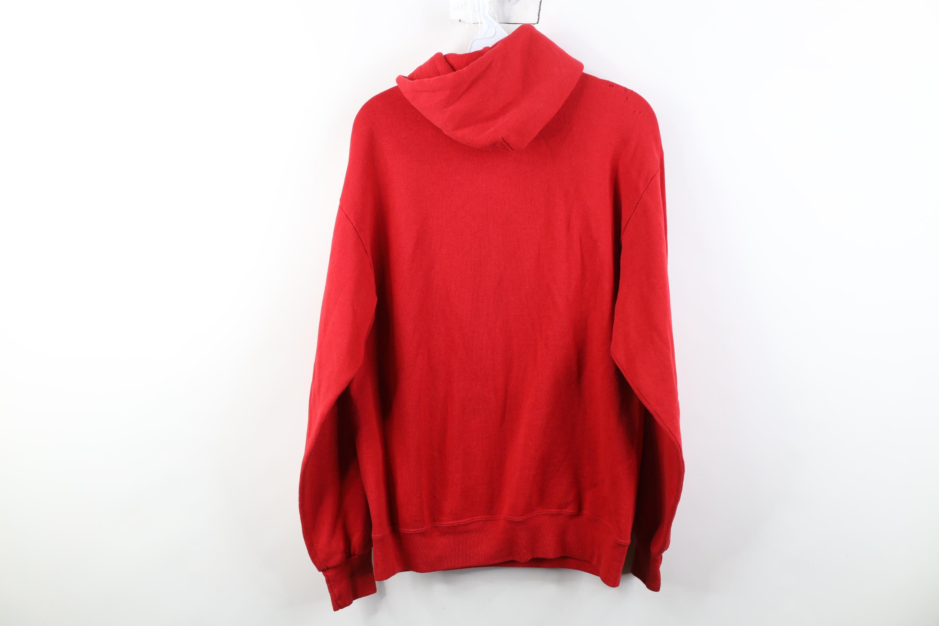 Vintage Vintage 80s 90s Streetwear Blank Hoodie Sweatshirt Red USA Size US L / EU 52-54 / 3 - 12 Thumbnail
