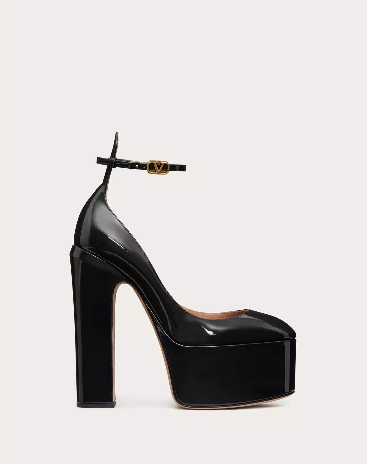 Valentino O1S1Wg110625 Tan Go Platform Pump In Patent Leather In Black Shoes, Women's (Size 9)