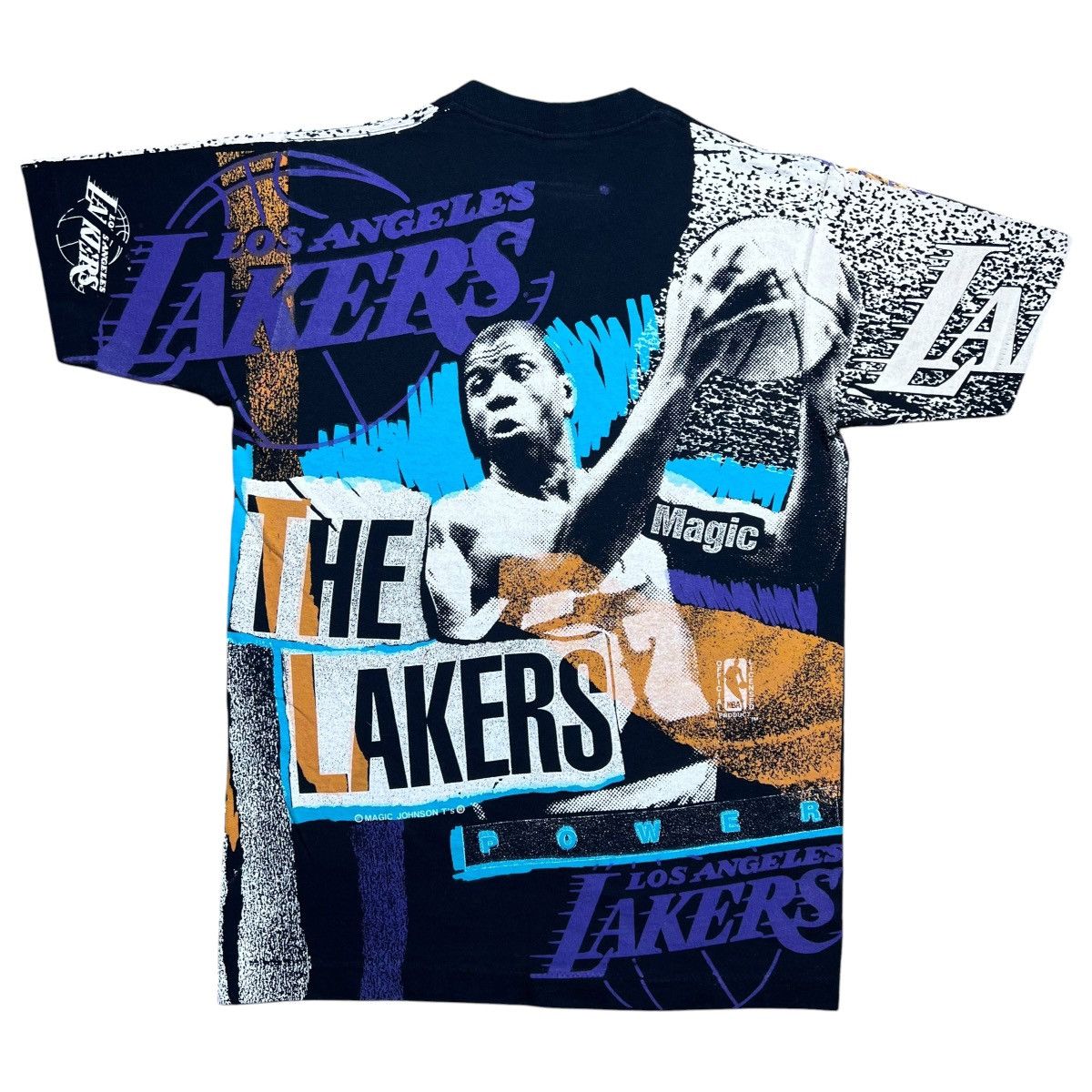 NBA 90s Magic Johnson Los Angeles Lakers All Over Print T-Shirt Size US L / EU 52-54 / 3 - 2 Thumbnail