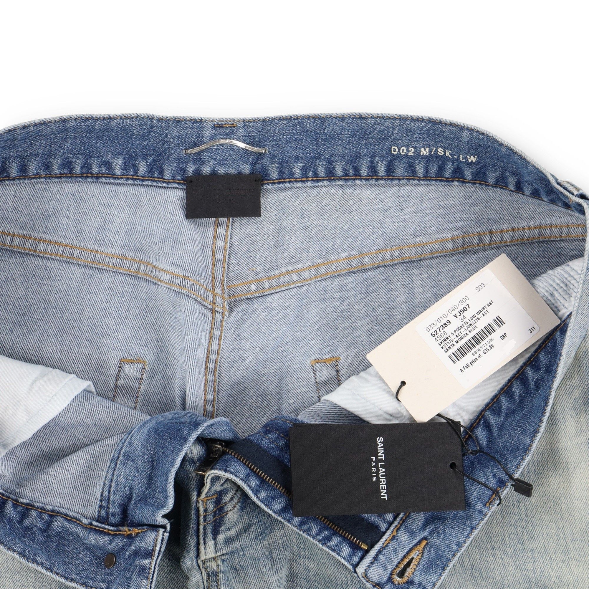 Saint Laurent Paris Santa Monica Blue Knee Rip Skinny Jeans Size US 34 / EU 50 - 6 Thumbnail