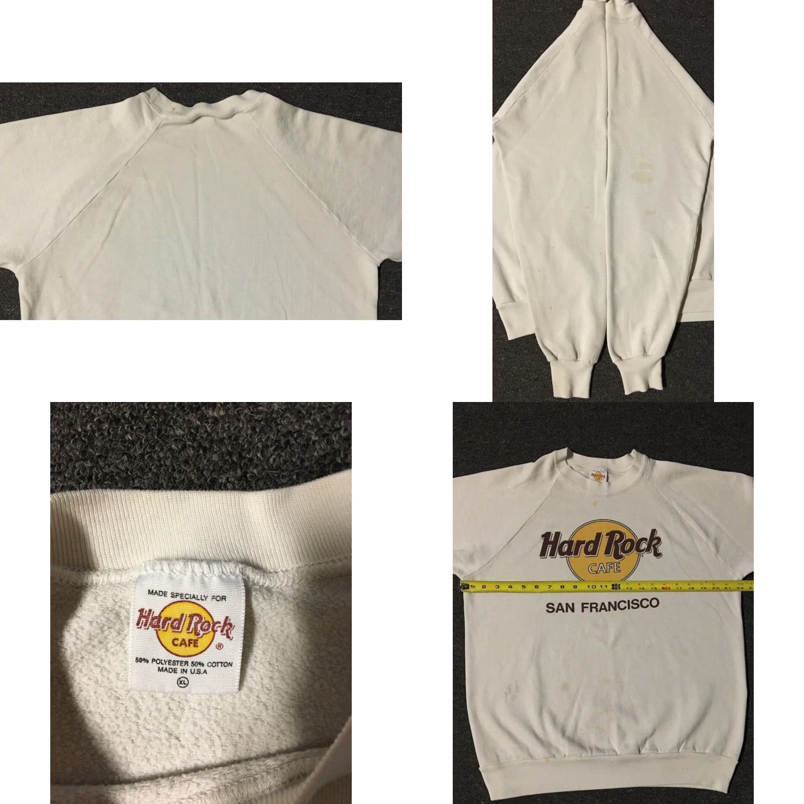 Hard Rock Cafe VINTAGE Hard Rock Cafe San Francisco Hoodie L White 80s Distressed Grunge Mens Size US L / EU 52-54 / 3 - 8 Thumbnail