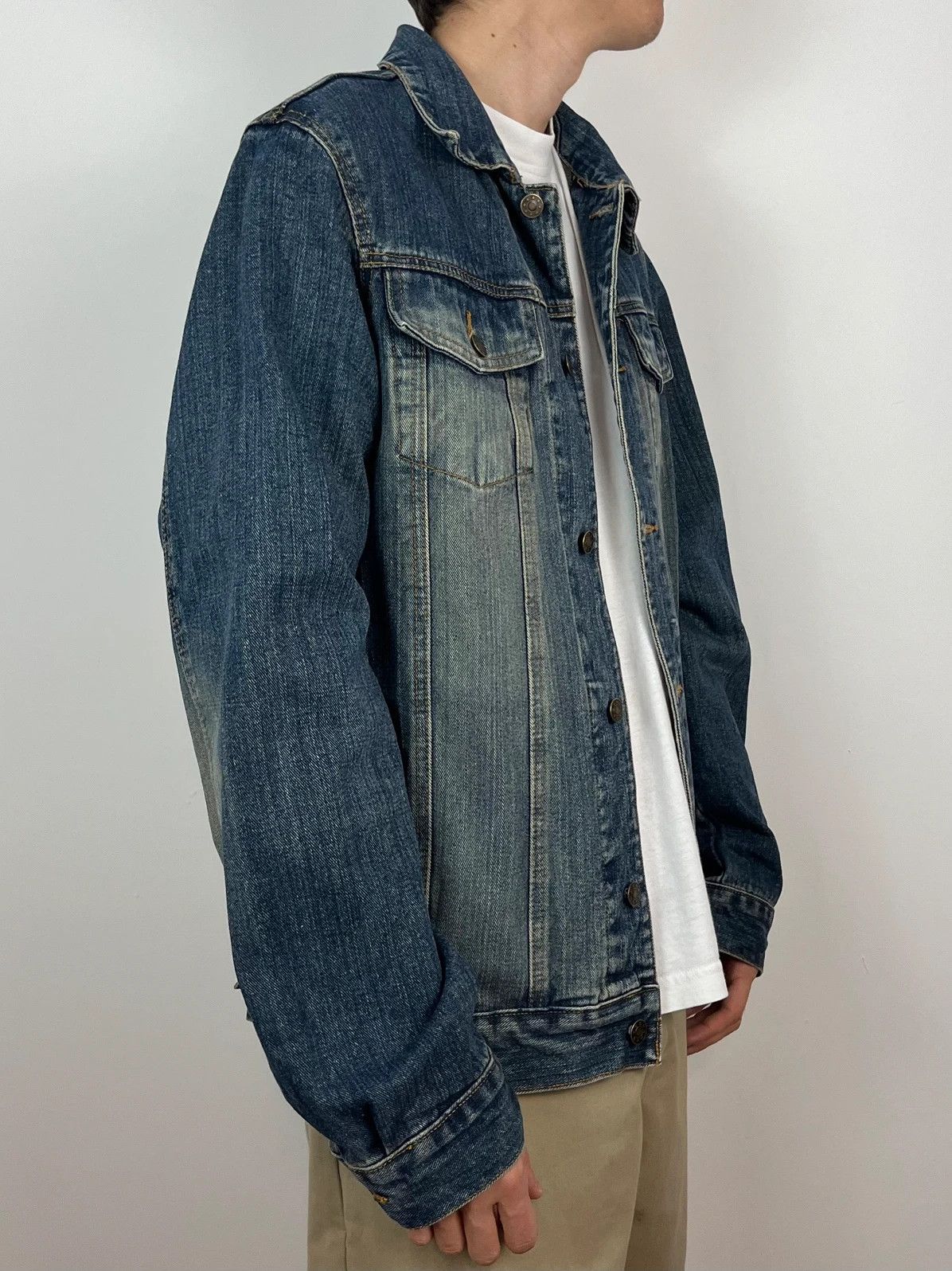 Vintage Vintage 90s Men’s Denim Jacket Faded Washed Jeans Size US L / EU 52-54 / 3 - 3 Thumbnail