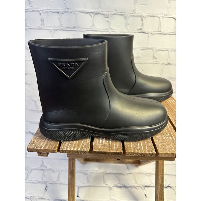 Prada Prada Rubber Logo Pull On Rain Booties Grailed