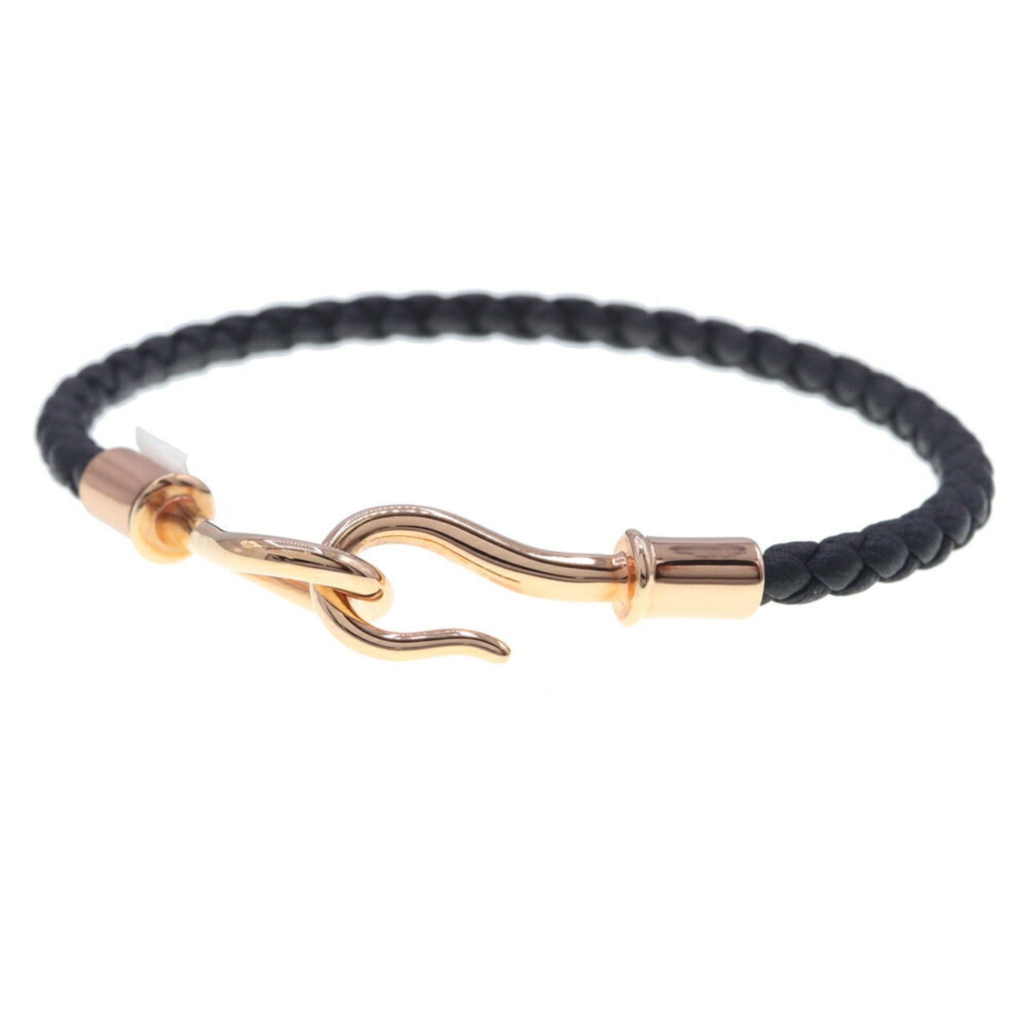 image of Hermes Bracelet Jumbo Black Pink Gold Leather Metal Ladies, Women's
