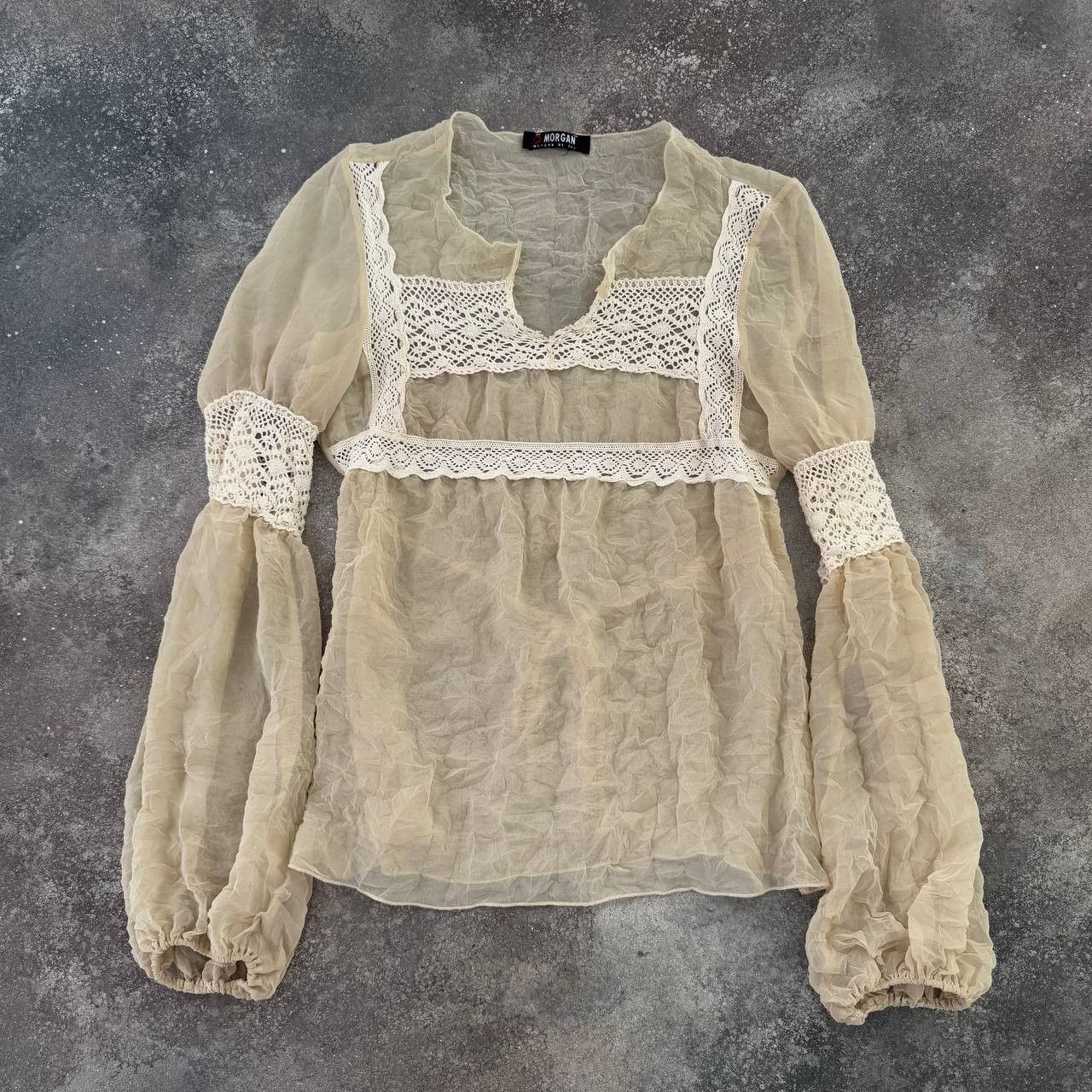 Morgan de Toi Vintage Silk Sheer Long Sleeve Blouse