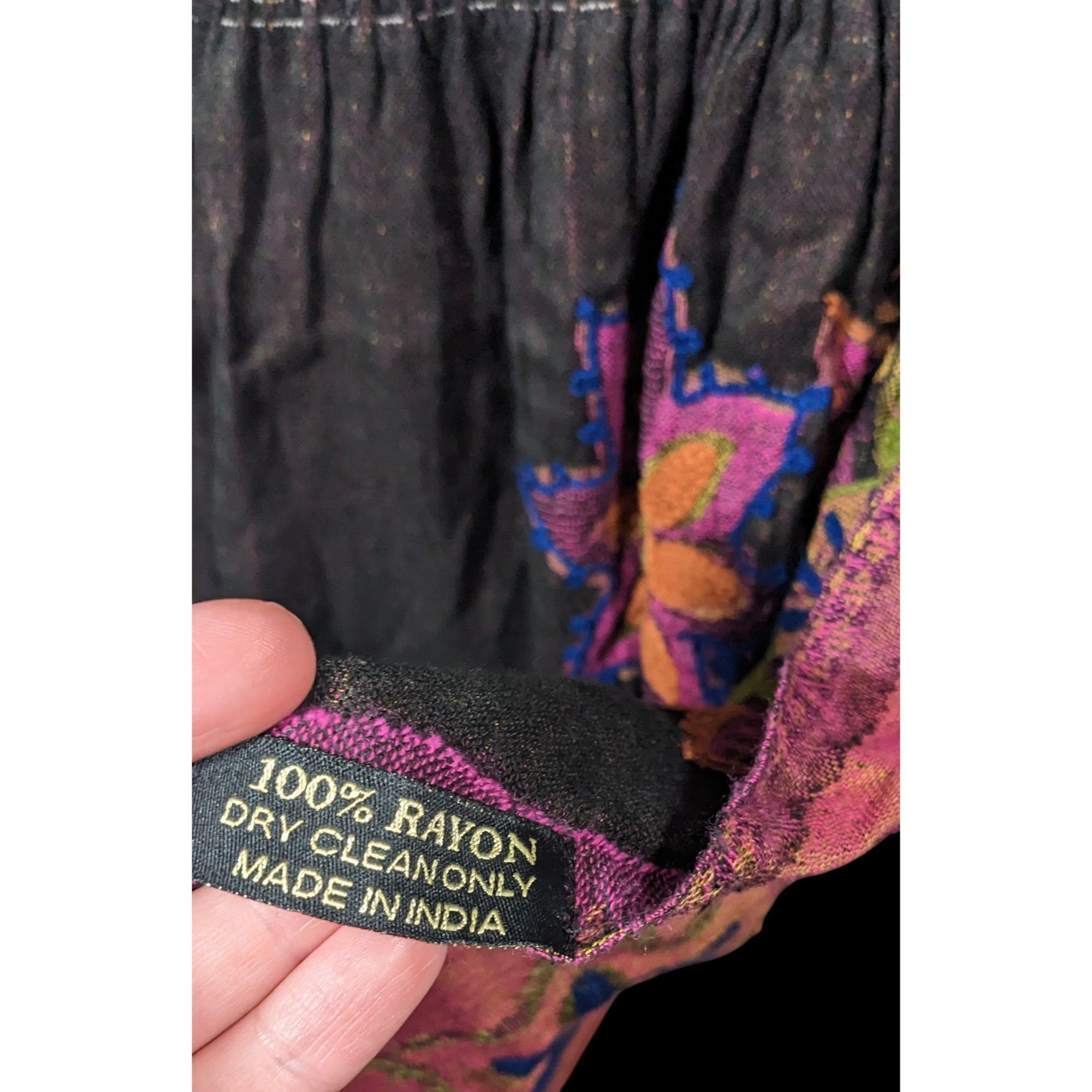 Other Vintage Bohemian Grey And Pink Floral Embroidered Scarf Size ONE SIZE - 7 Thumbnail
