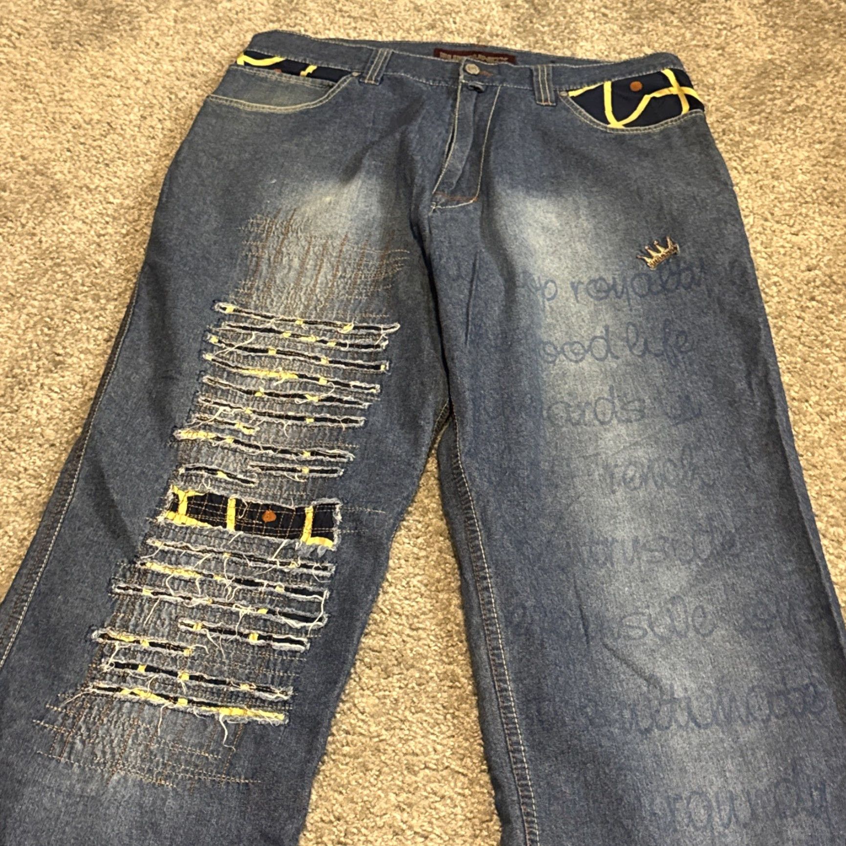 J Brand VINTAGE Y2K Burgundy Brand Baggy Hip Hop Embroidered Jeans 38x34 Men Red Wide-Leg Style Size US 38 / EU 54 - 5 Thumbnail