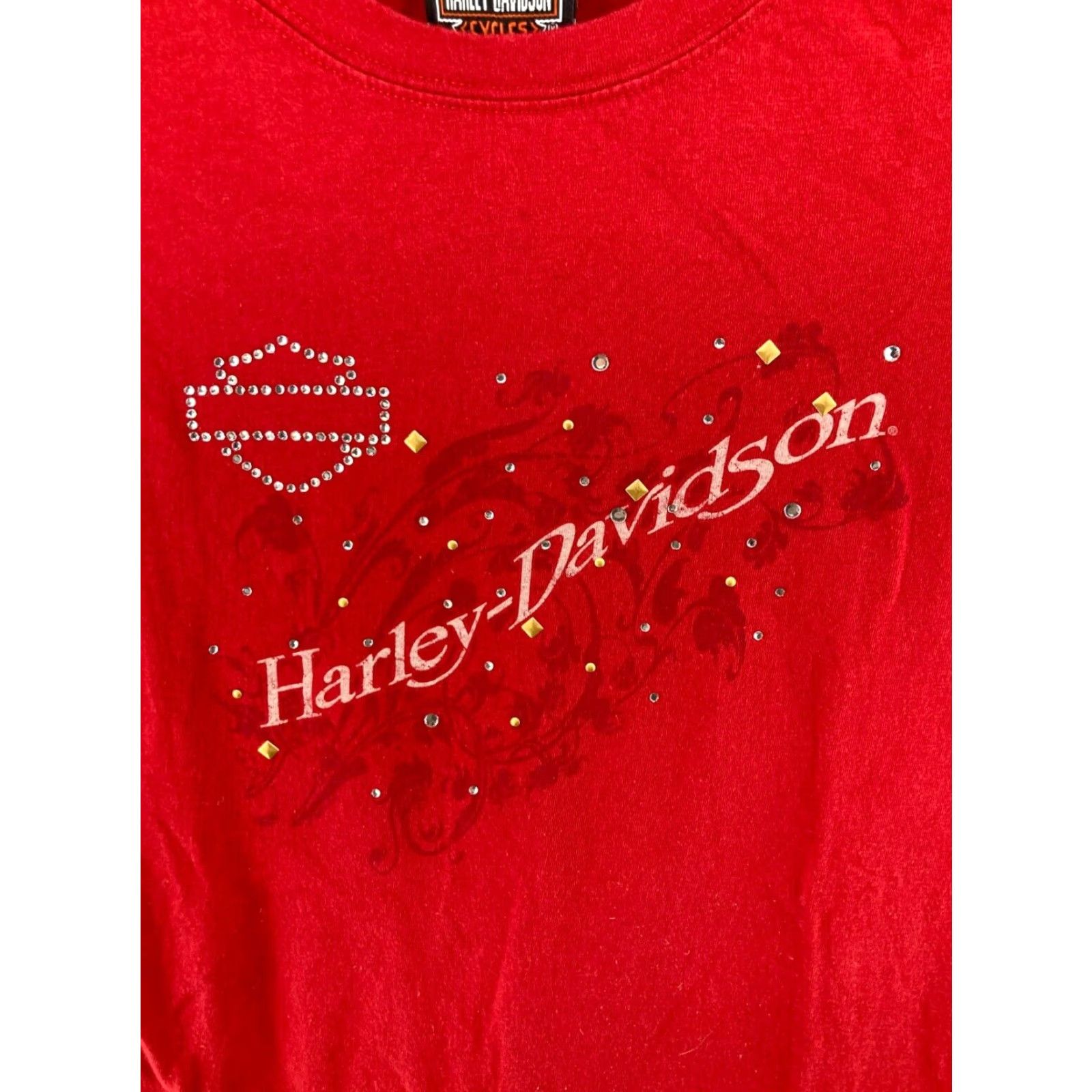 Harley Davidson Harley-Davidson TShirt Medium Red Spellout Bedazzled Orange Park FL Size M / US 6-8 / IT 42-44 - 4 Thumbnail