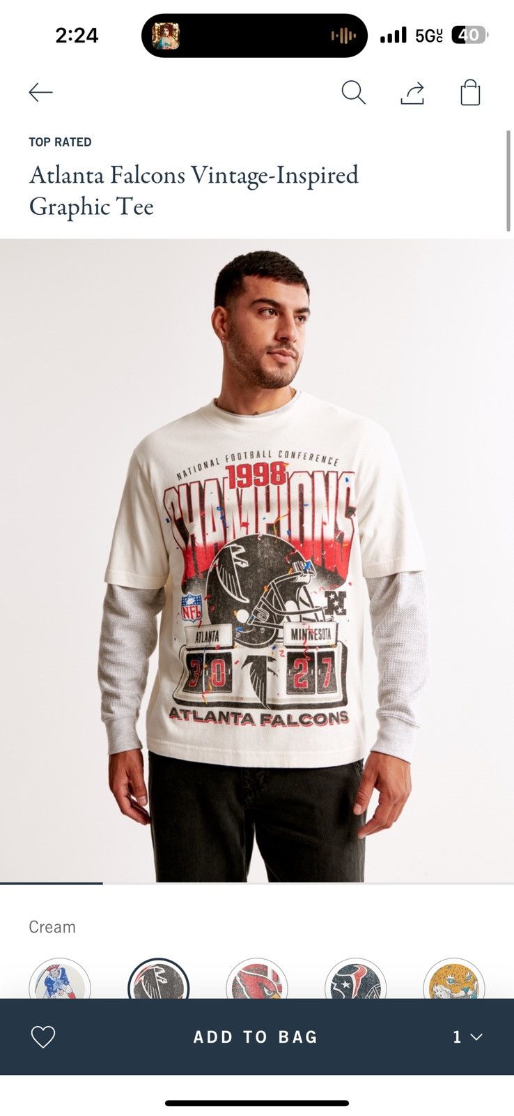 Abercrombie & Fitch Abercrombie Atlanta Falcons Tee Size US M / EU 48-50 / 2 - 3 Thumbnail