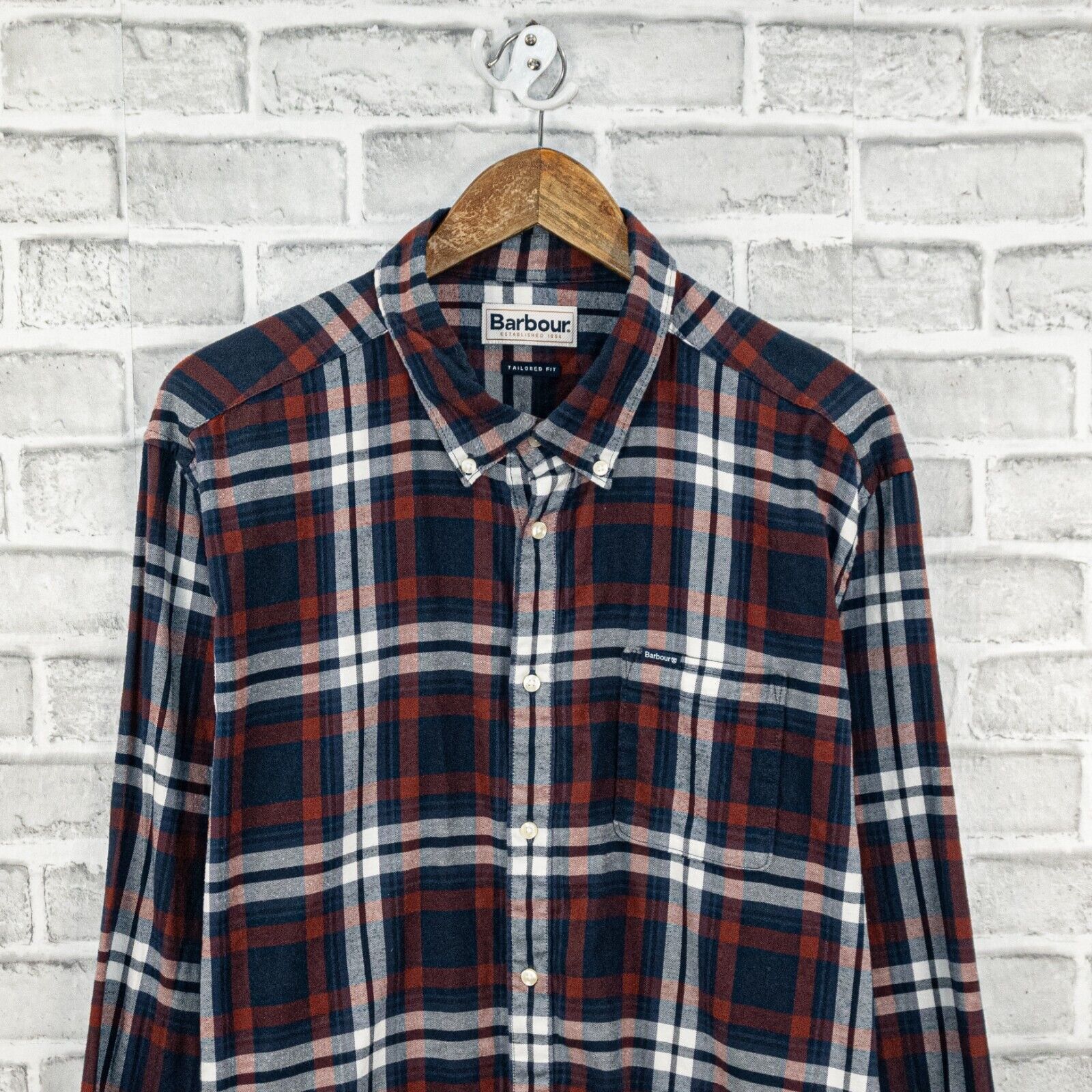 Barbour Barbour Tailored fit Button Down Flannel Shirt Blue Red Paid Size US XL / EU 56 / 4 - 3 Thumbnail
