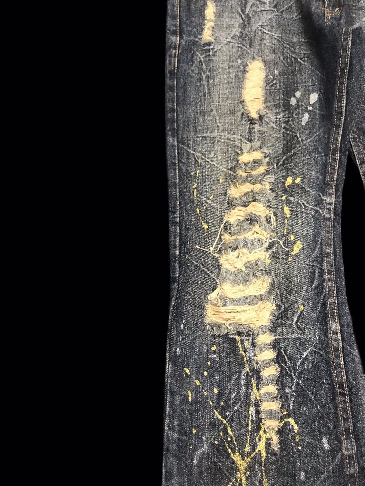 Seditionaries 💥FLARE💥K.U.I Distressed Painter Flare Denim F143 Size US 33 - 8 Thumbnail