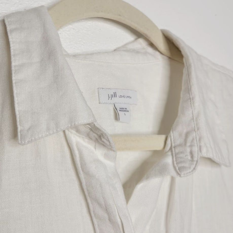 J. Jill VINTAGE J. Jill Button-Up Shirt White L Women Beach Coastal Minimal Luxury Size L / US 10 / IT 46 - 4 Thumbnail