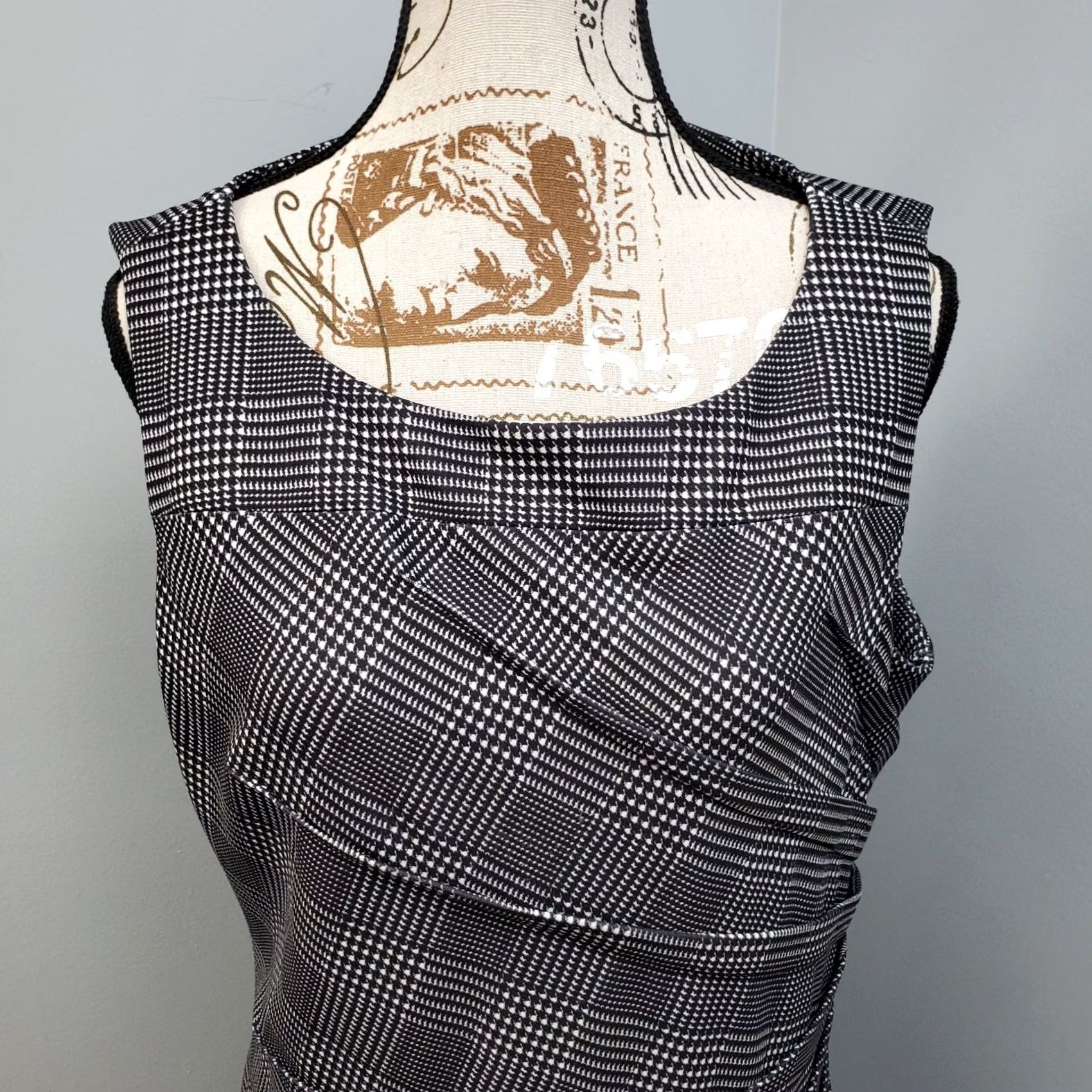 Calvin Klein Calvin Klein Starburst Sheath Dress Womens 14 White Black Houndstooth Back Zip Size XL / US 12-14 / IT 48-50 - 5 Thumbnail