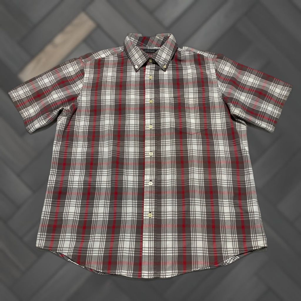 Faded Glory Faded Glory Mens Plaid Short Sleeve Button-Down Shirt Gray Granite Red Large L Size US L / EU 52-54 / 3 - 1 Thumbnail