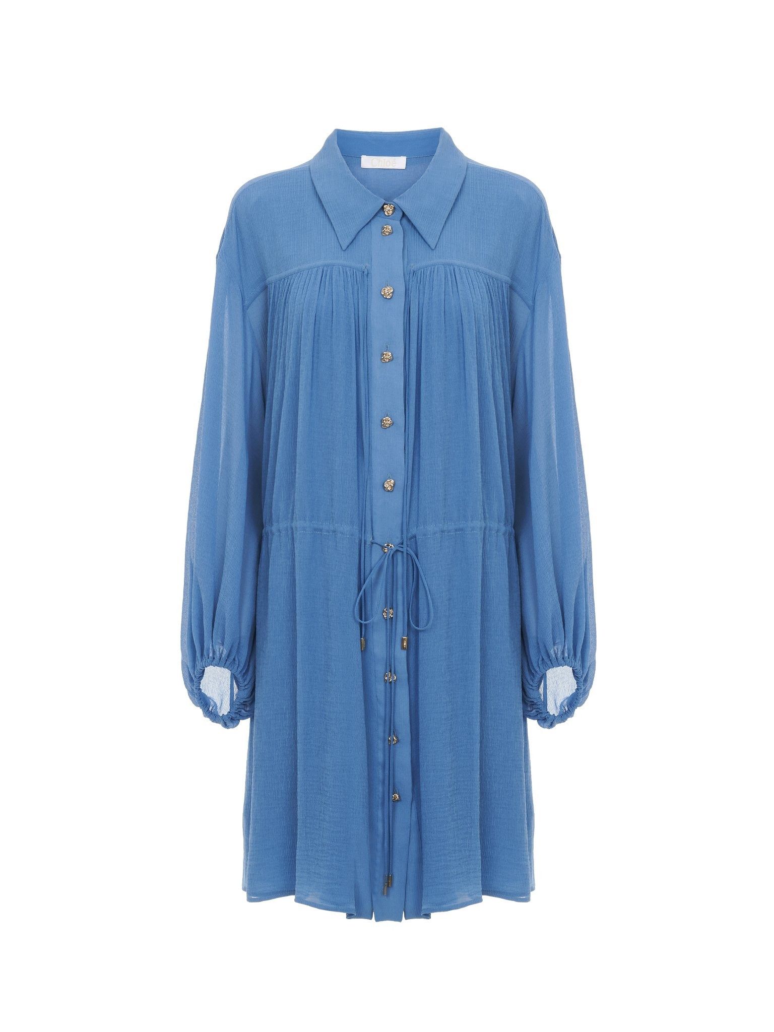 Chloe o1loc1c10425 Short Shirt Dress in Parisian Blue Size S / US 4 / IT 40 - 1 Thumbnail