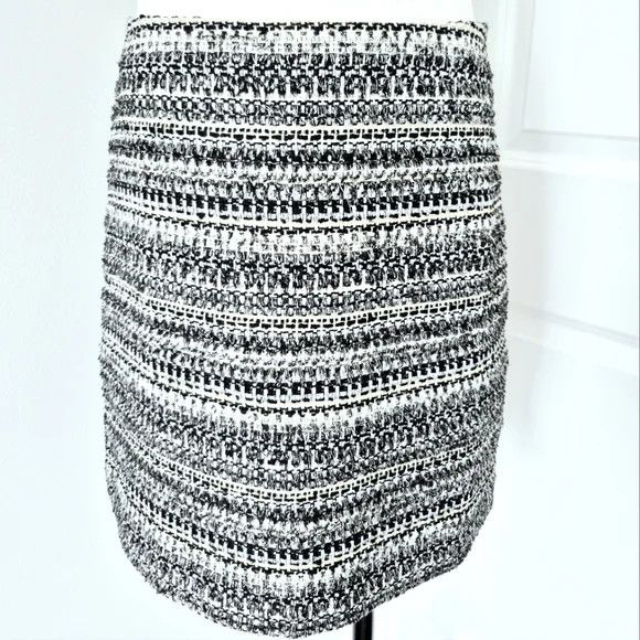 Loft White Multi Metallic Tweed Skirt Gift Party Work Size 30" / US 8 / IT 44 - 3 Thumbnail