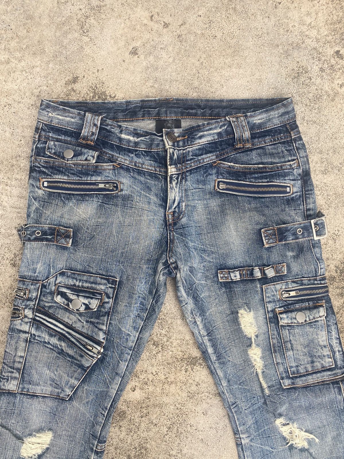 If Six Was Nine × Japanese Brand Flare Jeans Semantic Design Cargo Multipocket Bootcut Size US 33 - 10 Thumbnail