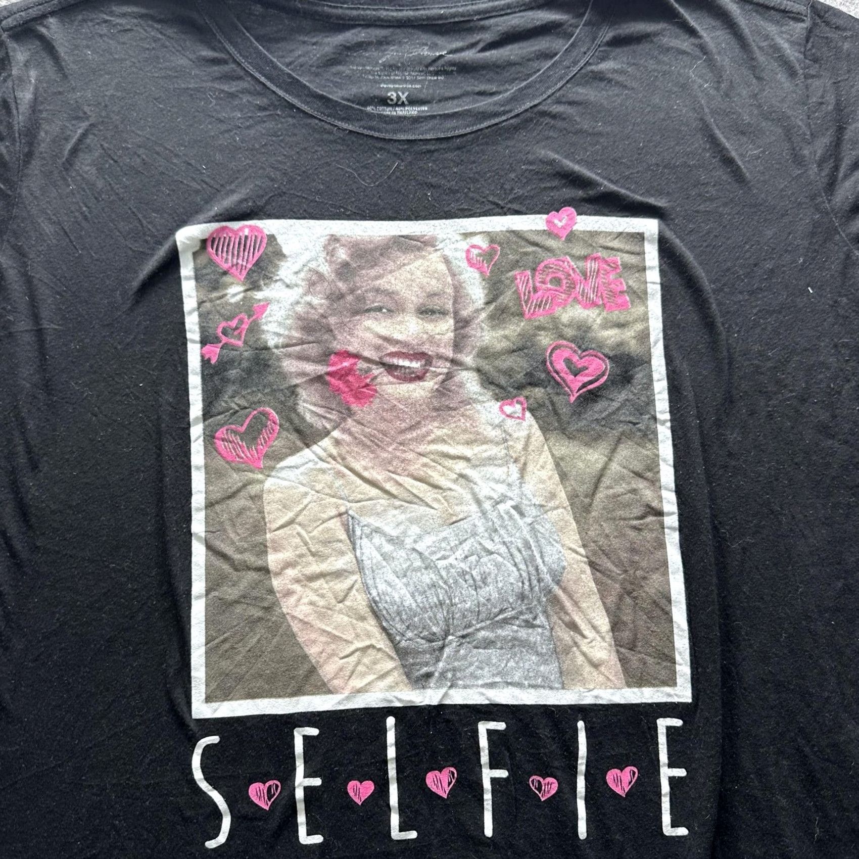 Vintage Marilyn Monroe Womens Shirt 3X Black Selfie Love Retro Tee Plus Size Short Sleeve Crew Neck Graphic T-Shirt Size XXL / US 16-18 / IT 52-54 - 2 Thumbnail