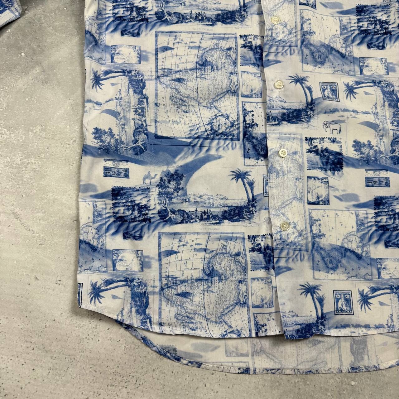 Other BRULI Swiss Made Geography Print Button-Up LS Collar Shirt Size 40R - 13 Thumbnail