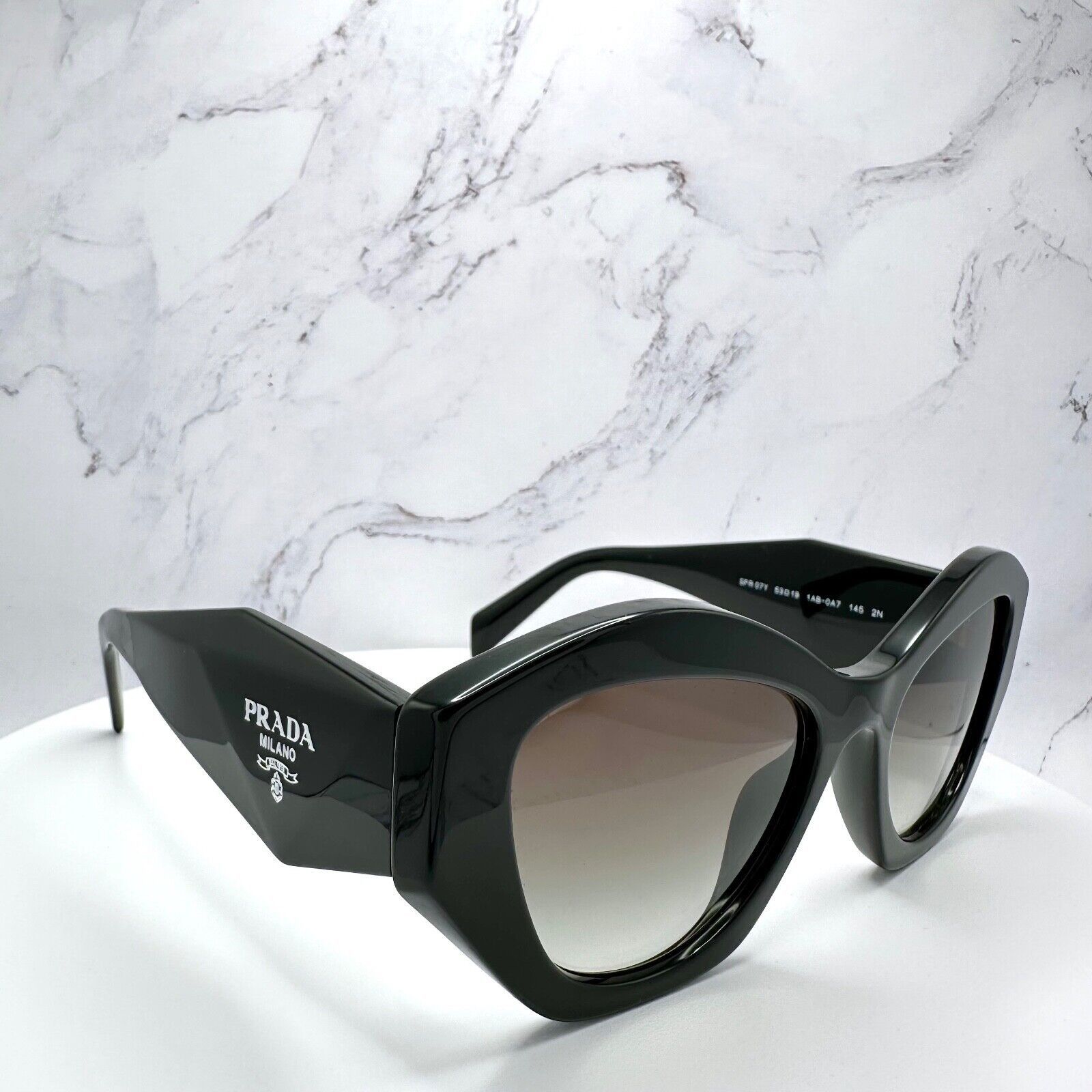 Prada New PRADA Sunglasses Black Acetate Geometric Rectangle Size ONE SIZE - 10 Thumbnail
